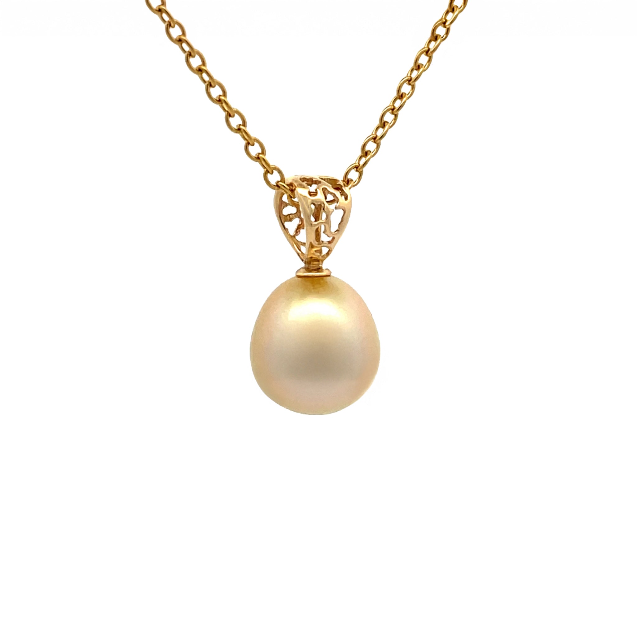 18K Yellow Gold South Sea 10 -11mm Cultured Pearl Pendant