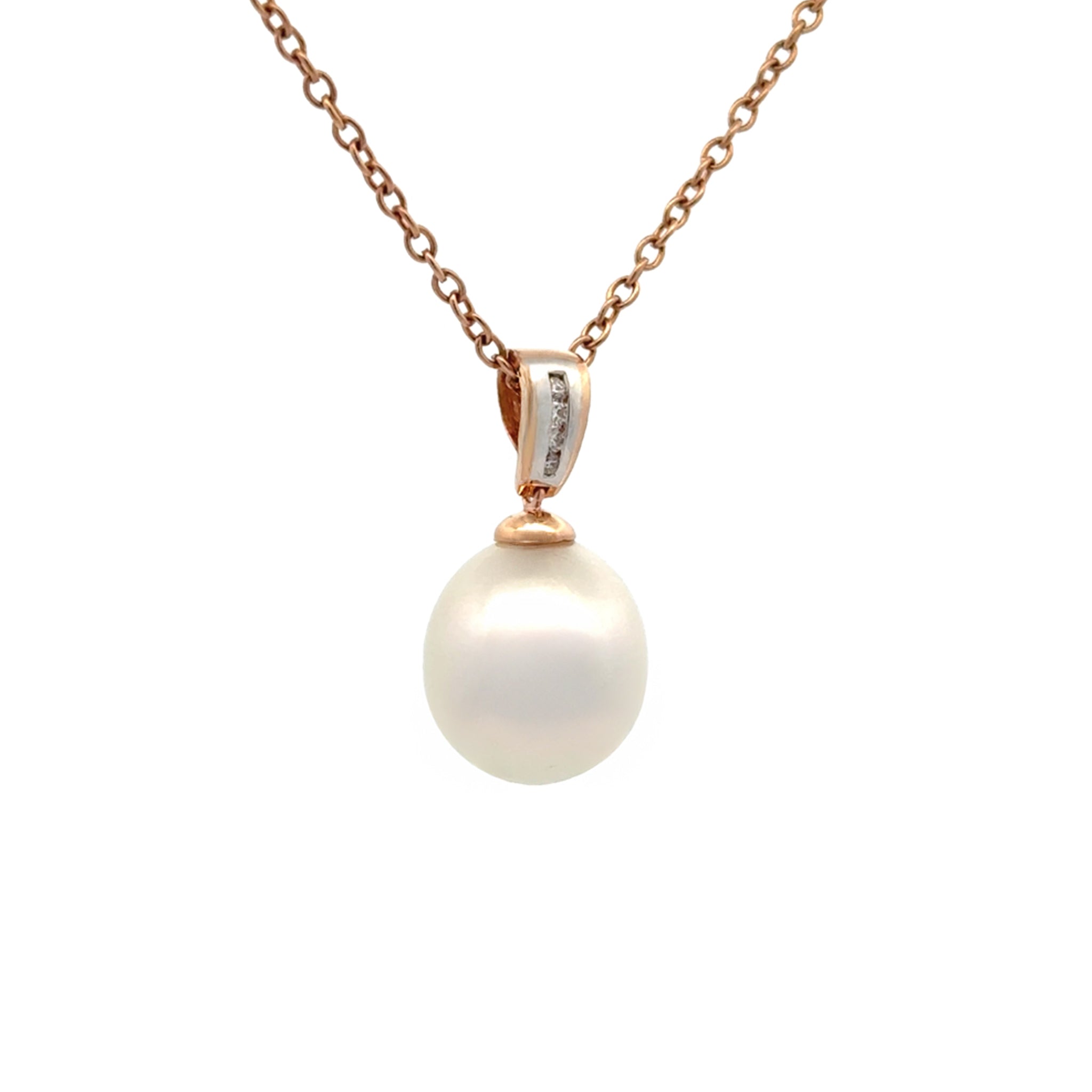 18K Rose Gold Australian South Sea 11-12 mm Cultured Pearl Pendant