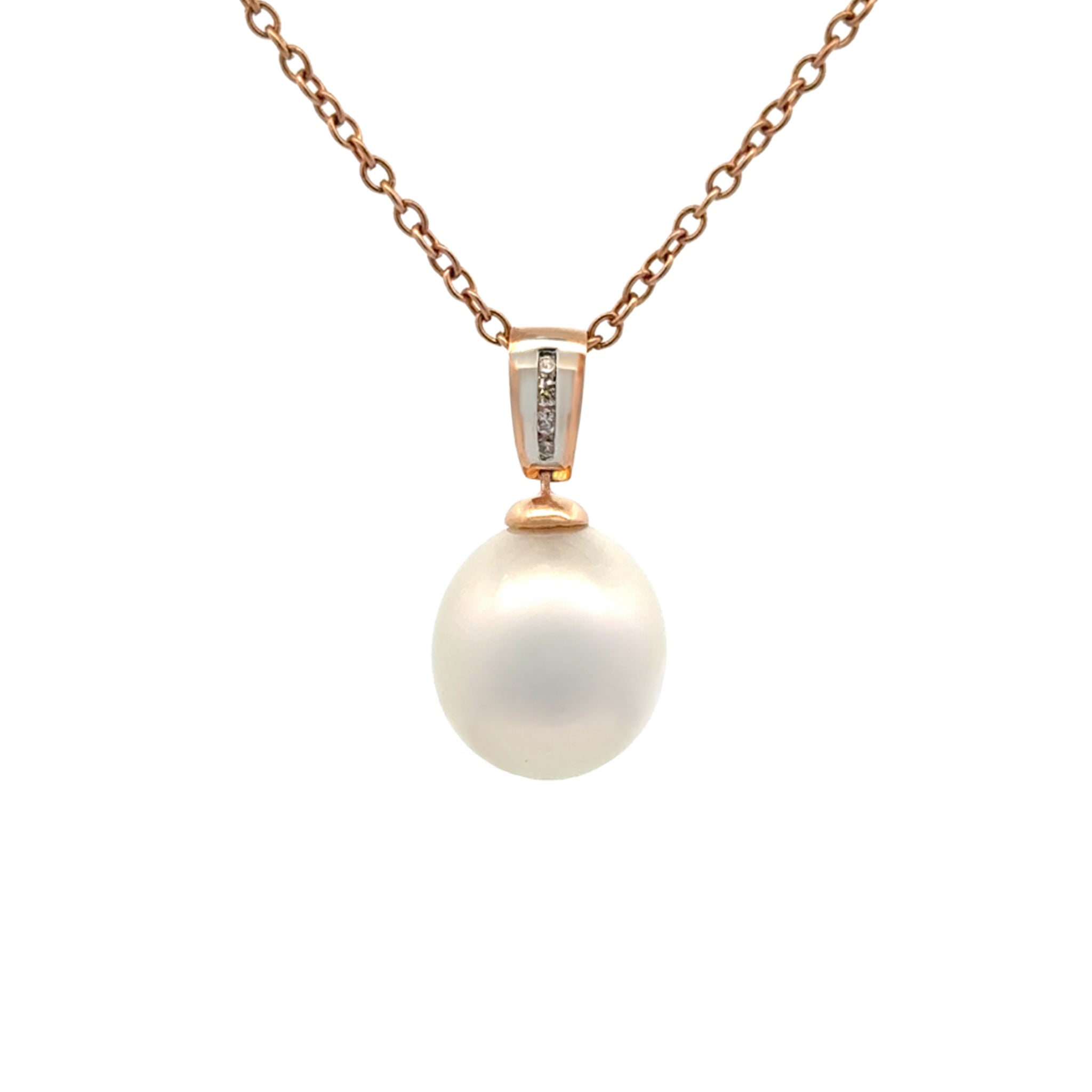 18K Rose Gold Australian South Sea 11-12 mm Cultured Pearl Pendant