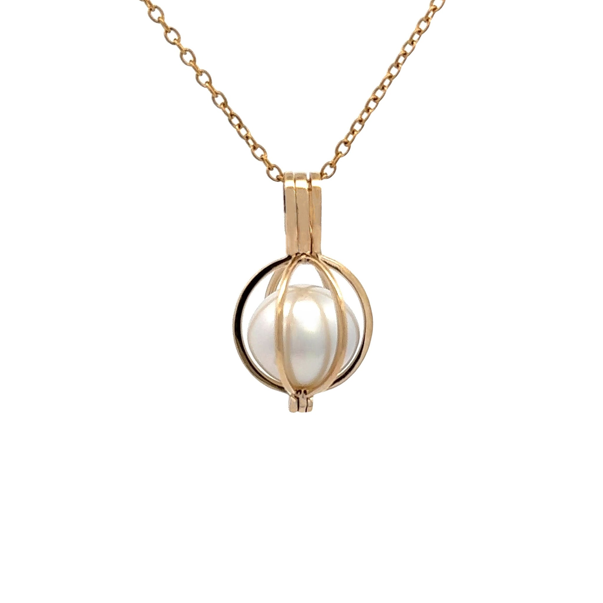 9K Yellow Gold Australian South Sea Cultured 11-12 mm Pearl Cage Pendant