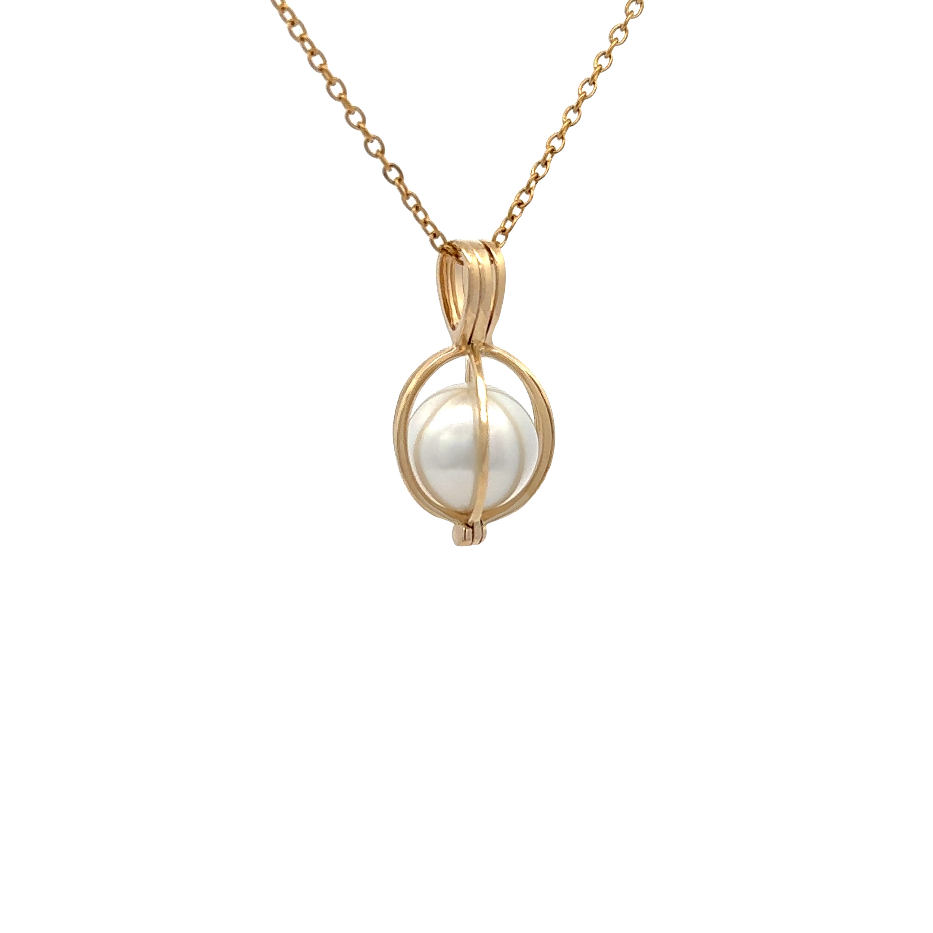 9ct Yellow Gold Freshwater Pearl Cage Pendant