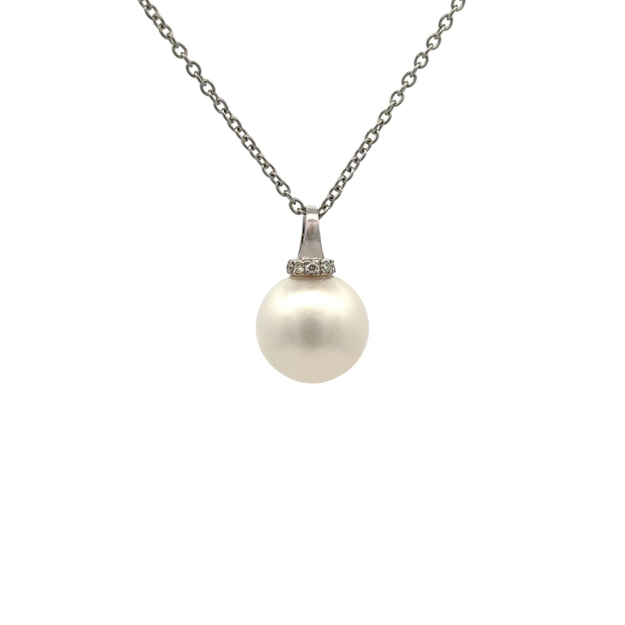 18K White Gold Australian South Sea Cultured Pearl and Diamond Pendant (price is for pendant only)