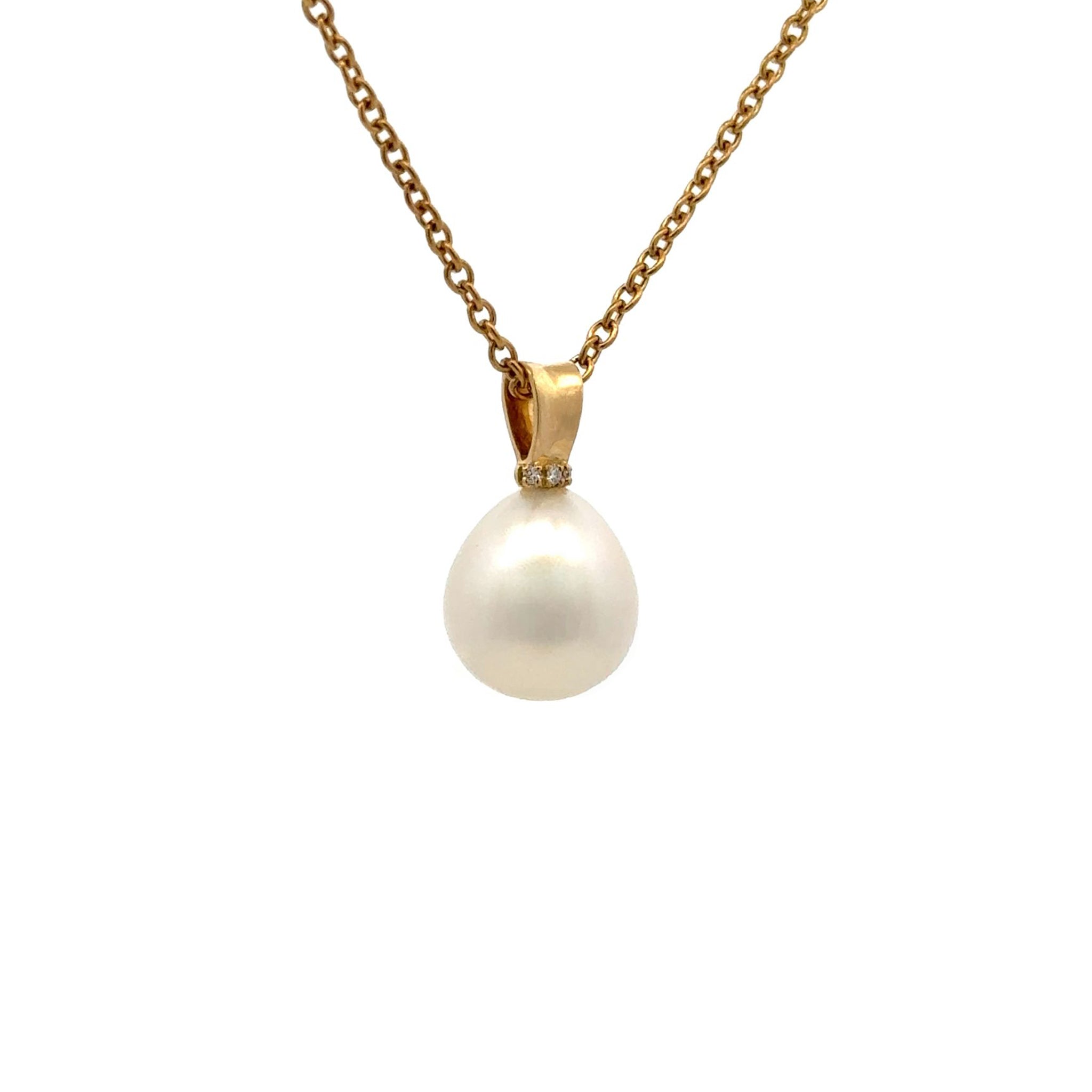 18K Yellow Gold Australian South Sea Cultured Pearl &amp; Diamond Pendant (price is for pendant only)