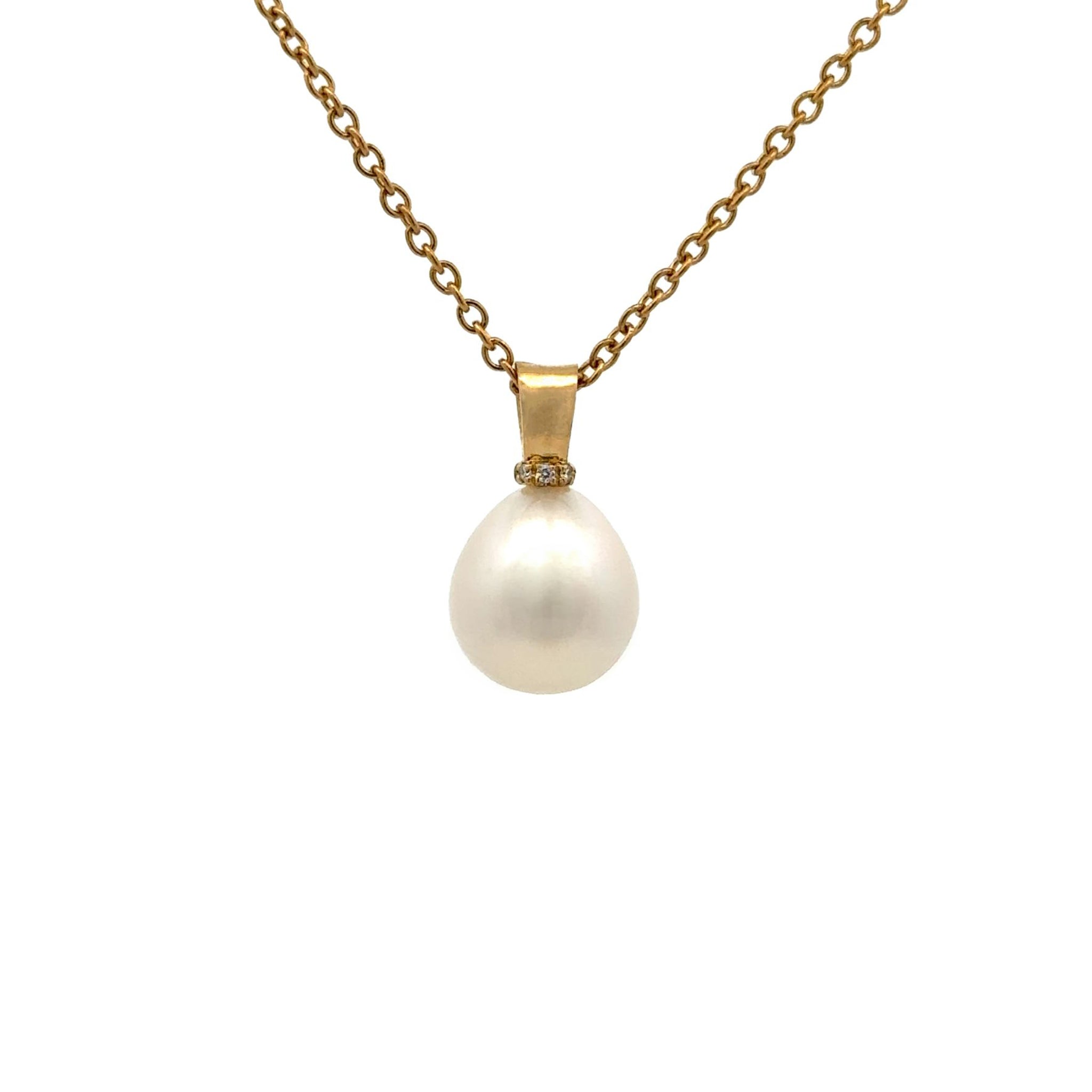 18K Yellow Gold Australian South Sea Cultured Pearl &amp; Diamond Pendant (price is for pendant only)