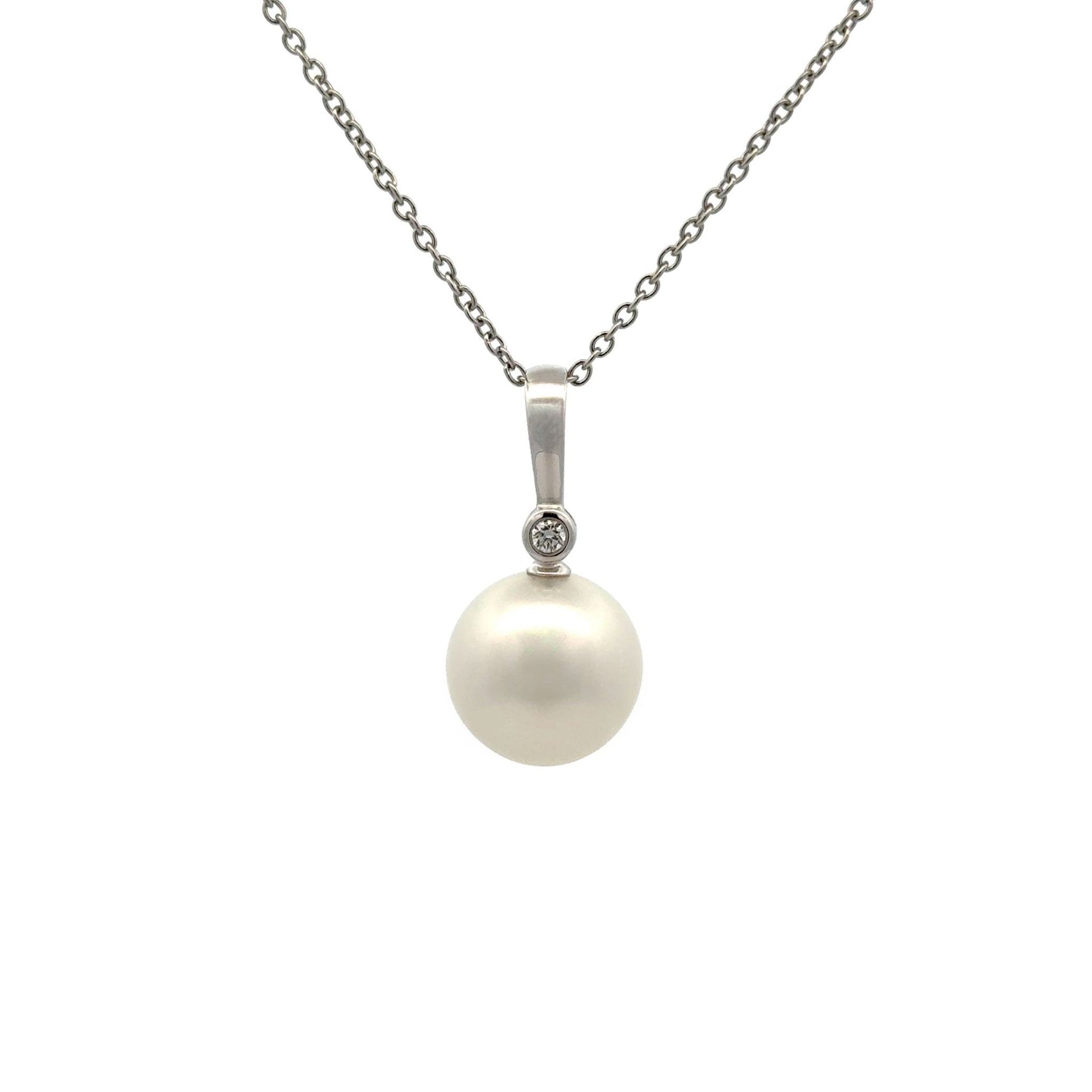 18K White Gold Australian South Sea Cultured Pearl and Diamond Pendant (price is for pendant only)