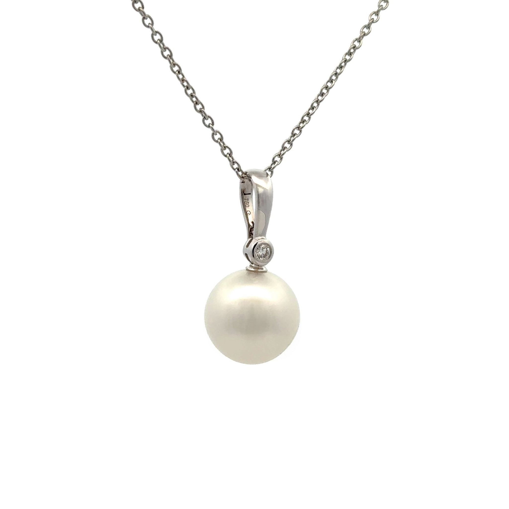 18K White Gold Australian South Sea Cultured Pearl and Diamond Pendant (price is for pendant only)