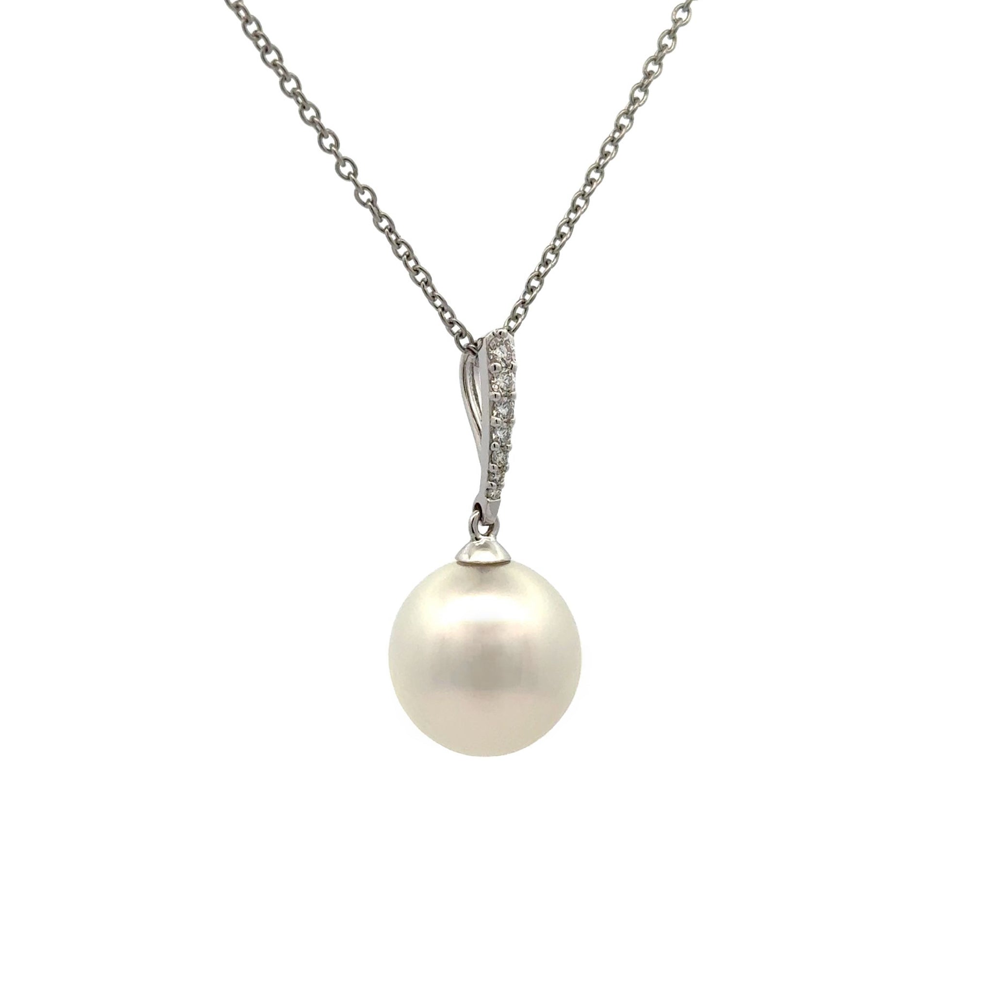 18K White Gold Australian South Sea Cultured Pearl and Diamond Pendant (price is for pendant only)