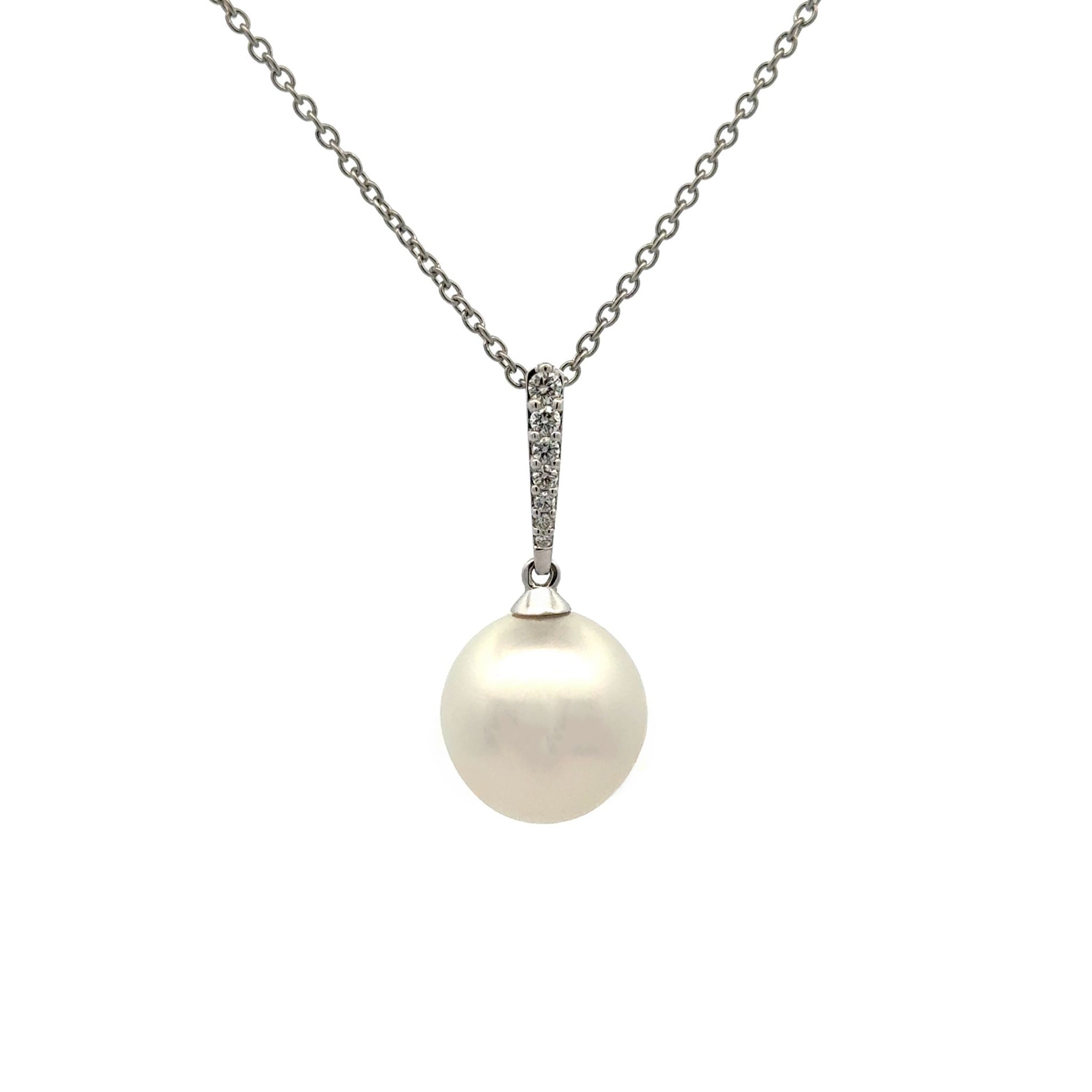 18K White Gold Australian South Sea Cultured Pearl and Diamond Pendant (price is for pendant only)