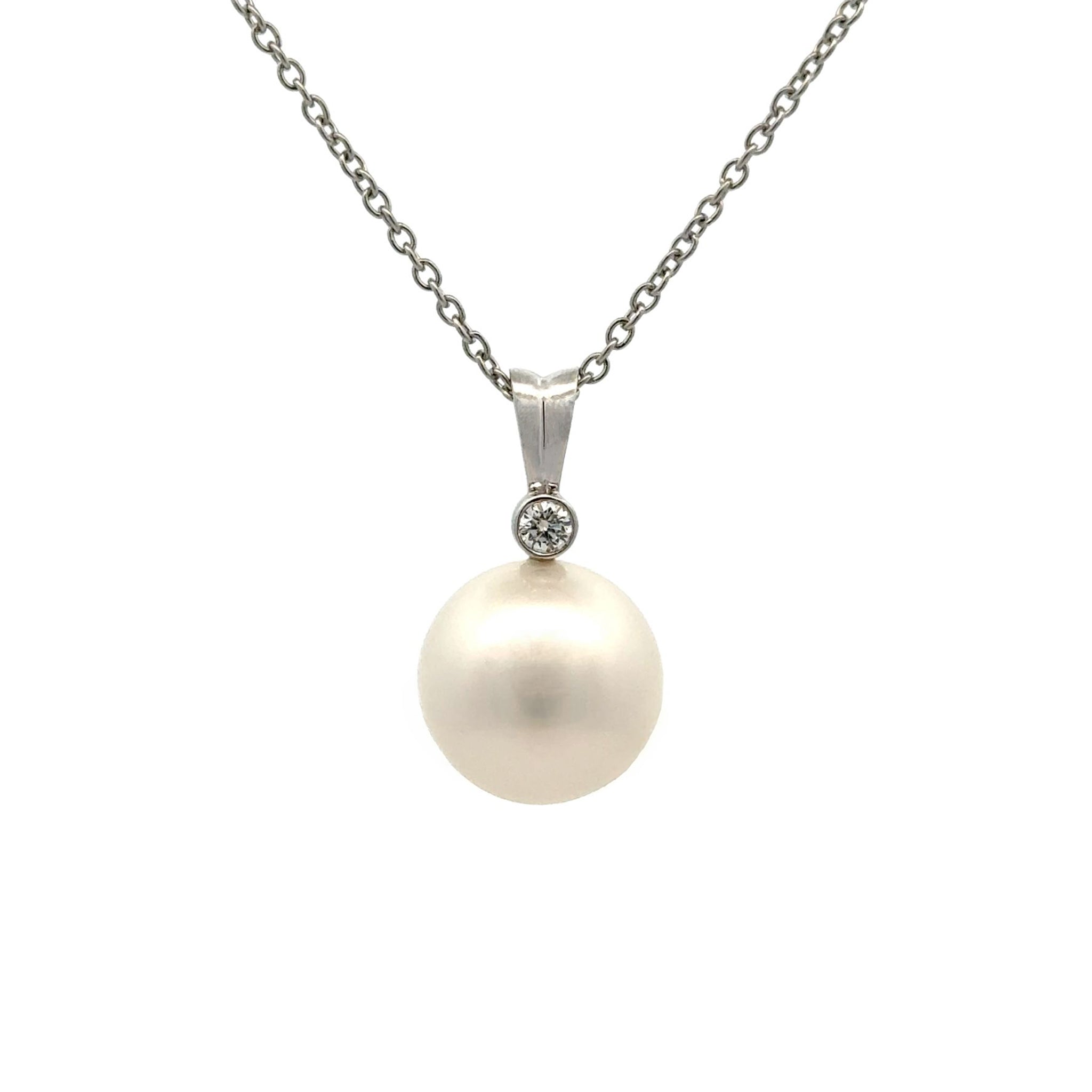 18K White Gold Australian South Sea Cultured Pearl and Diamond Pendant (price is for pendant only)