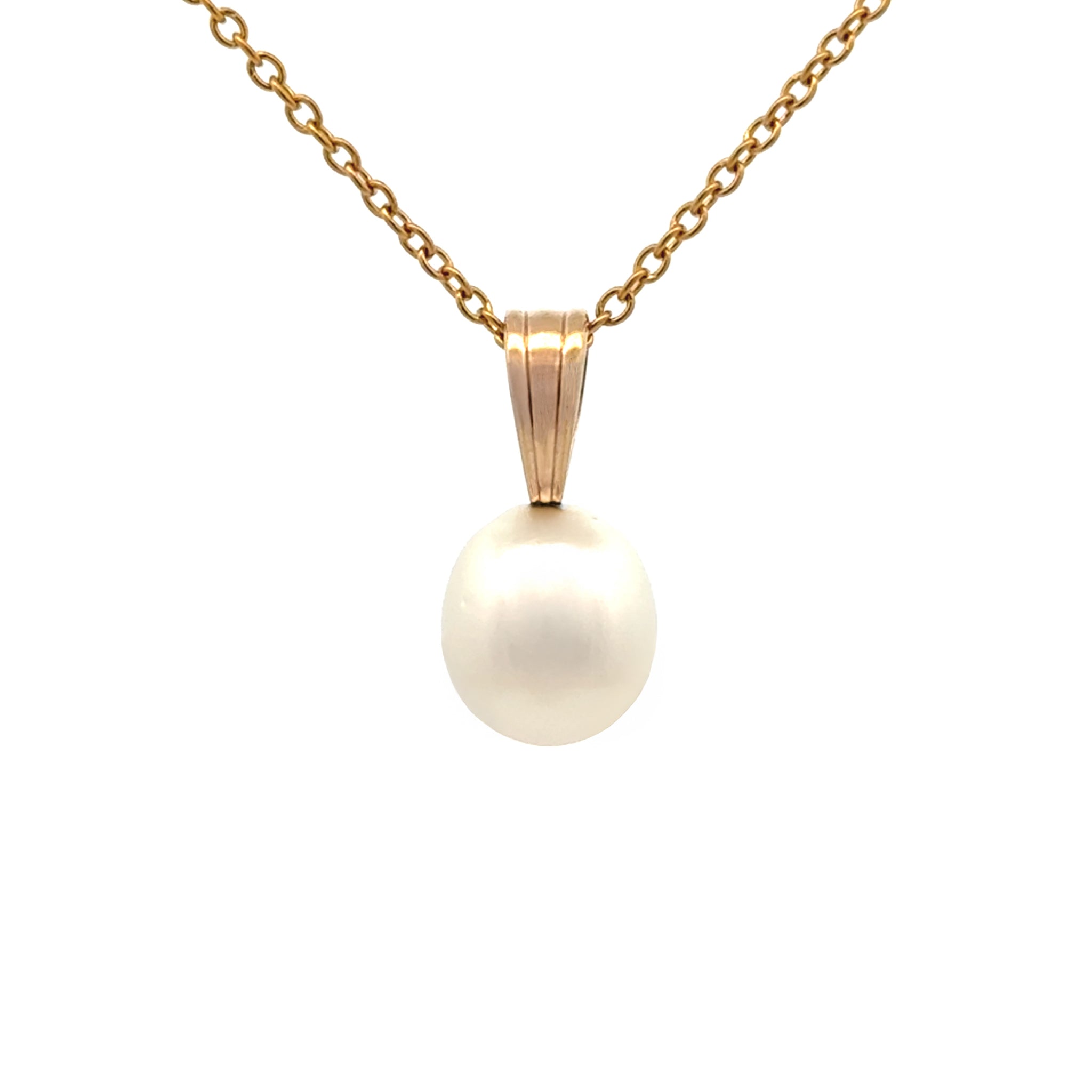 9K Yellow Gold Australian South Sea 10-11 mm Cultured Pearl Pendant