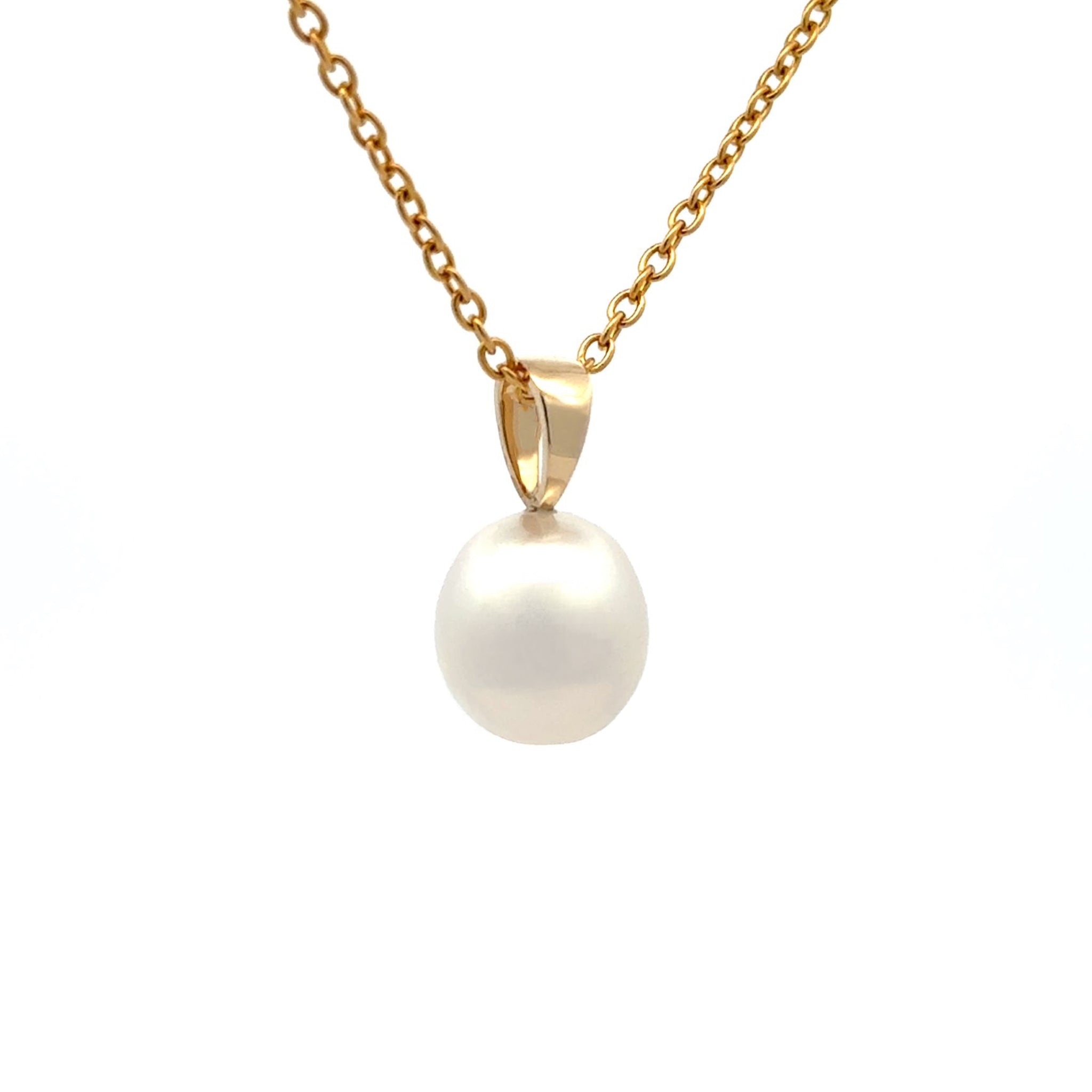 9K Yellow Gold Australian South Sea 9-10mm Cultured Pearl Pendant