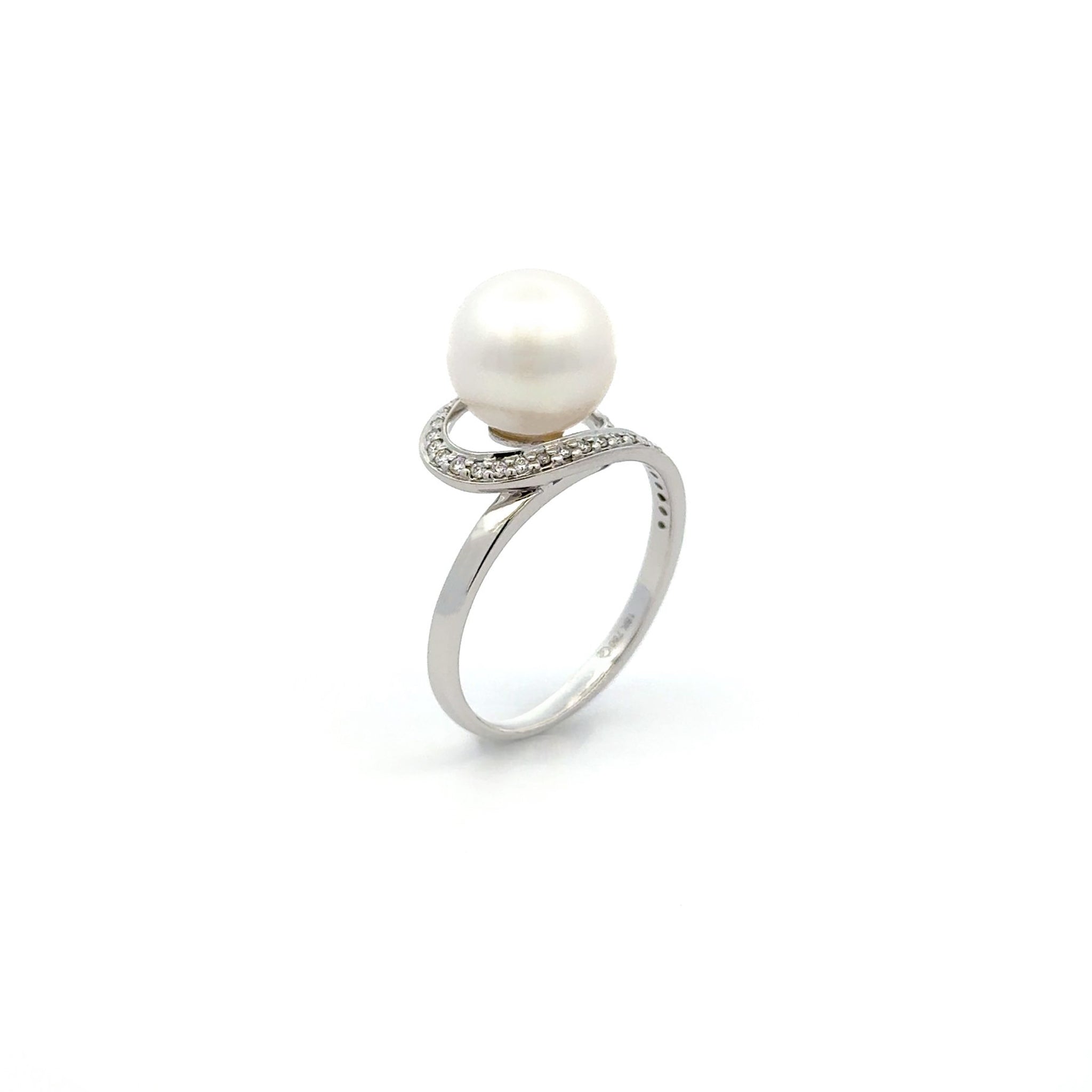 18K White Gold Australian South Sea 10-11mm Cultured Pearl Ring - Size P 3/4