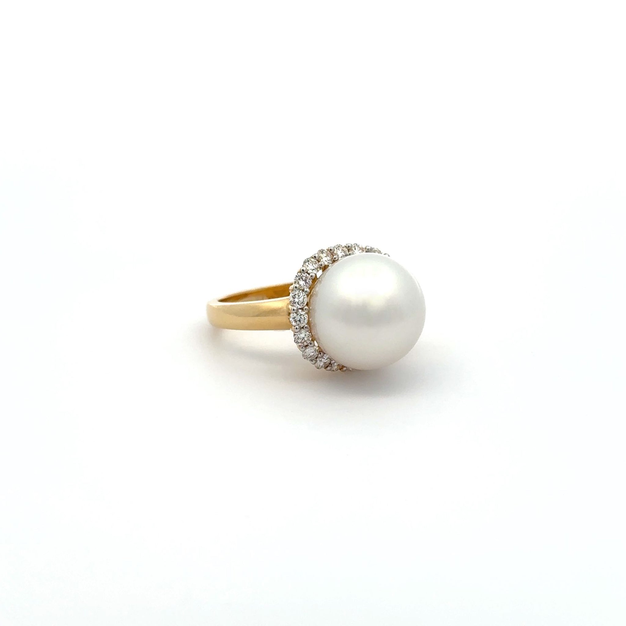 18K Yellow Gold Australian South Sea 12-13mm Cultured Pearl Ring Size M 3/4