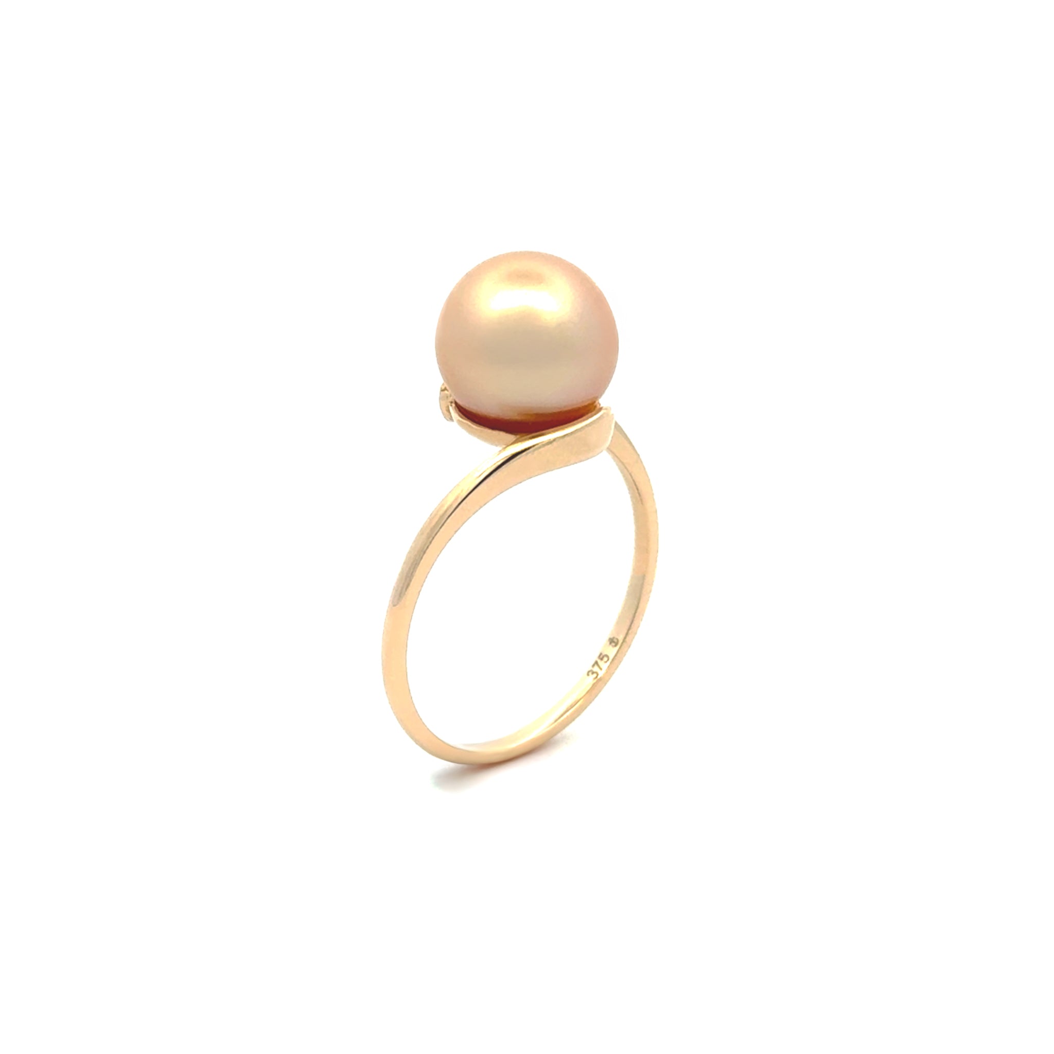 9K Yellow Gold South Sea 9 -10mm Cultured Pearl Ring