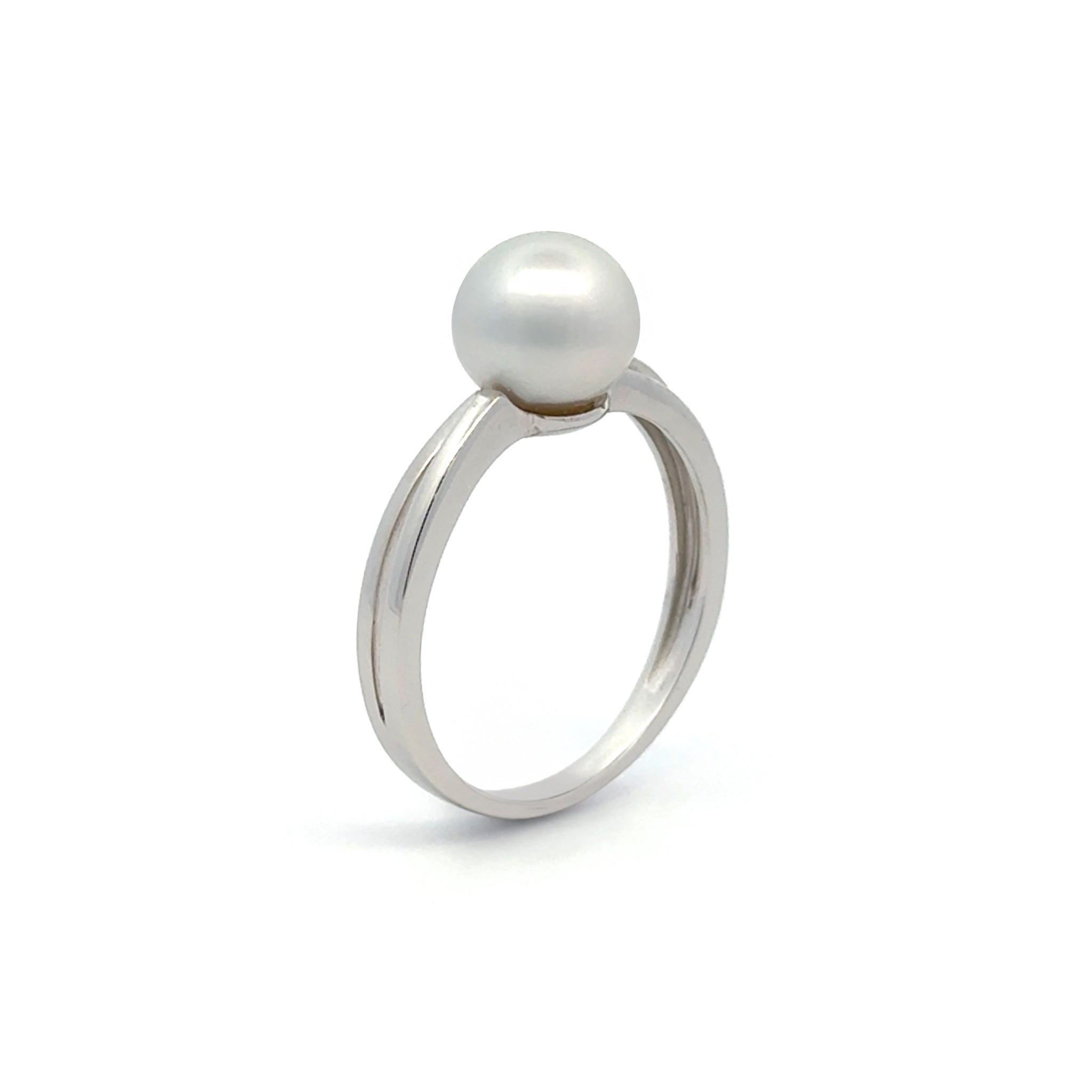 9K White Gold Australian South Sea Cultured 8 -9 mm Pearl Ring