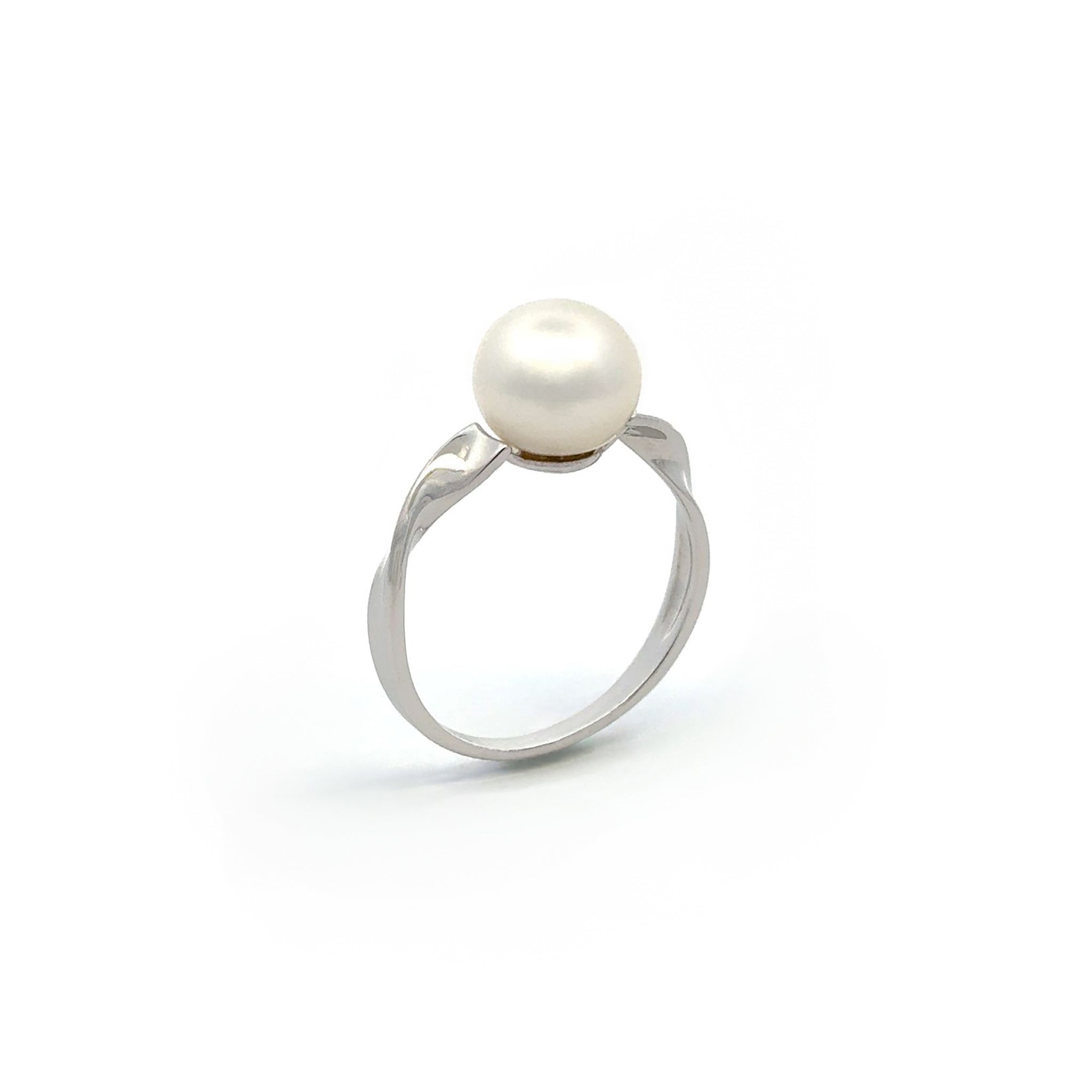 9K White Gold Australian South Sea 9 -10mm Cultured Pearl Ring