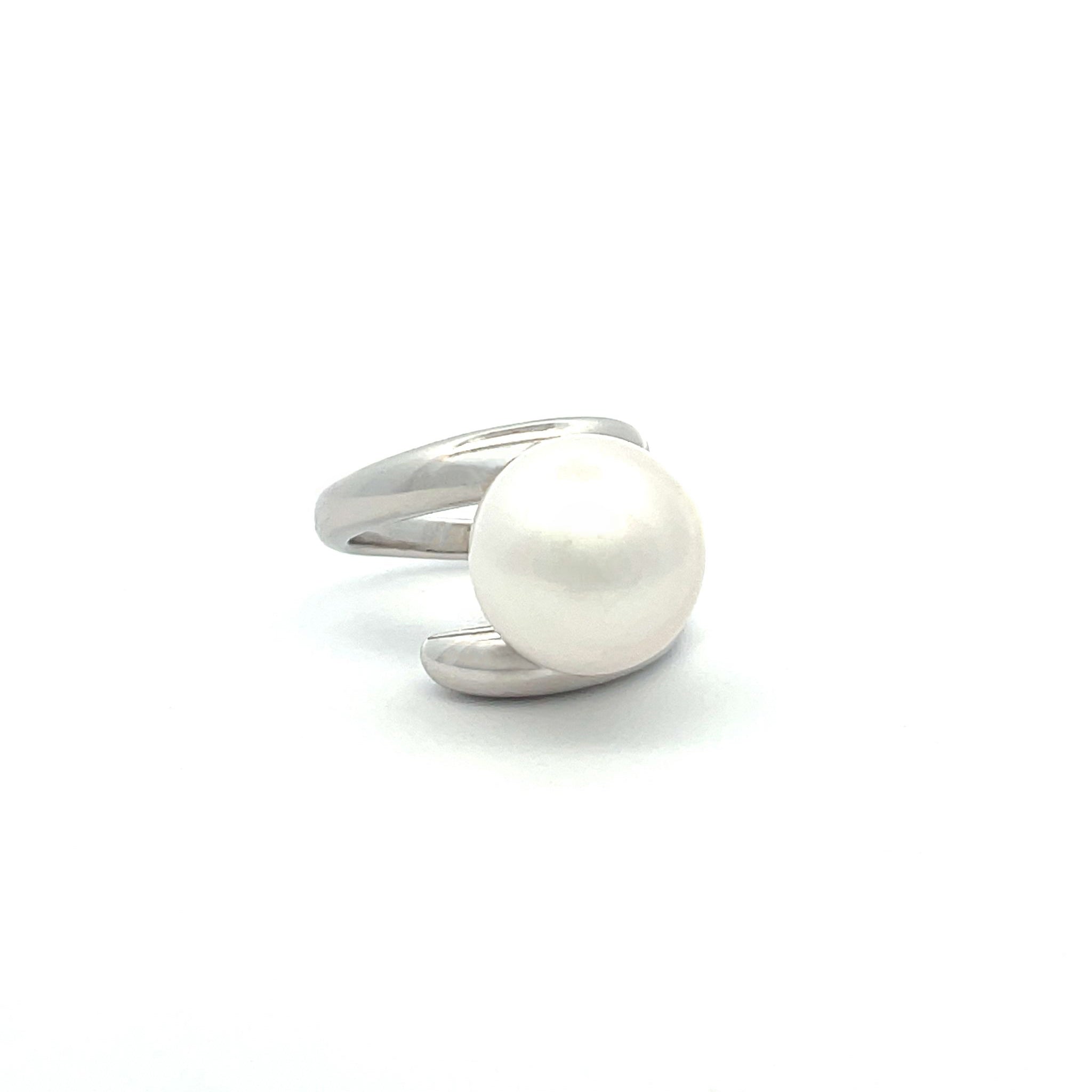 Sterling Silver Australian South Sea 13-14mm Cultured Pearl Ring