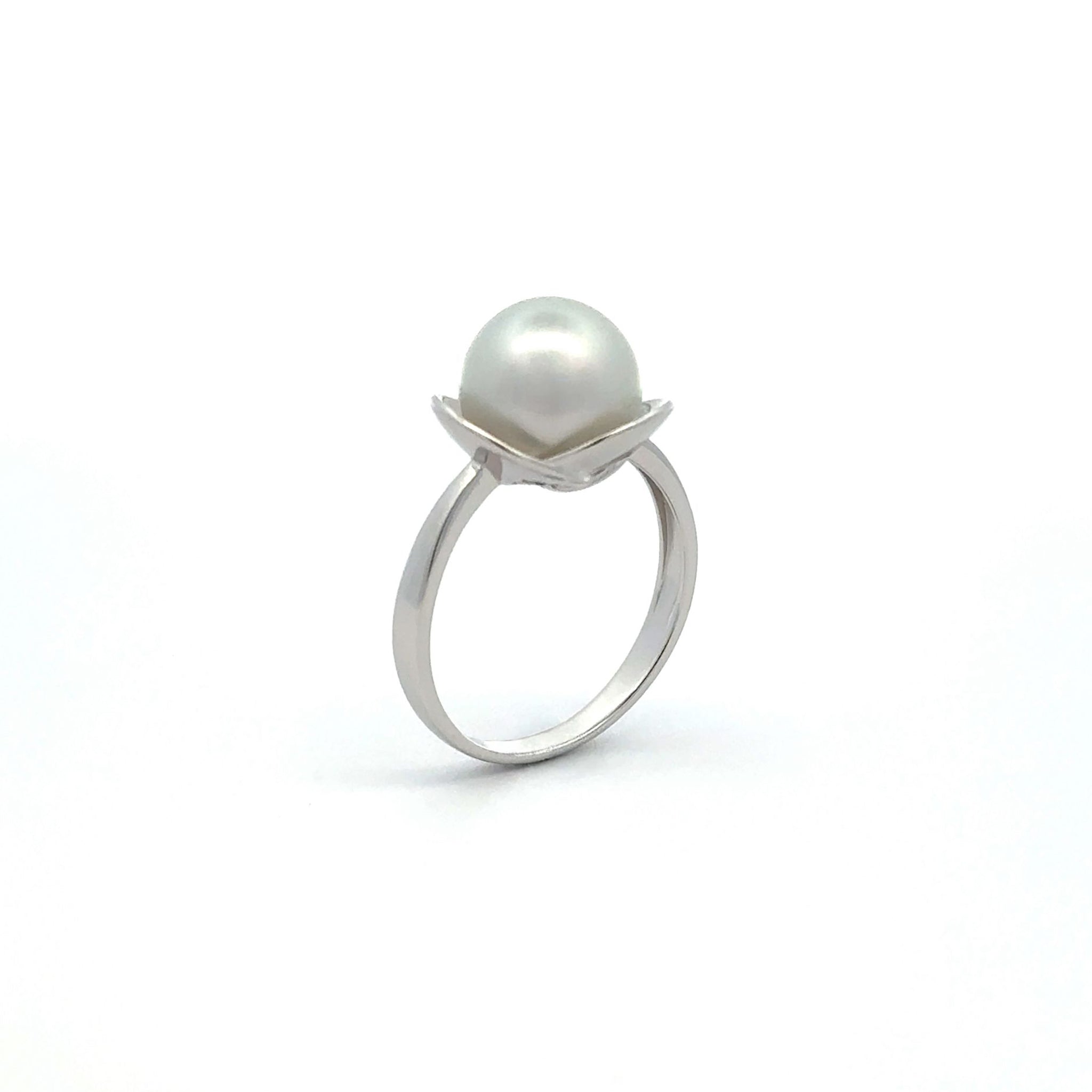 9K White Gold Australian South Sea Cultured Pearl Ring - Size Q