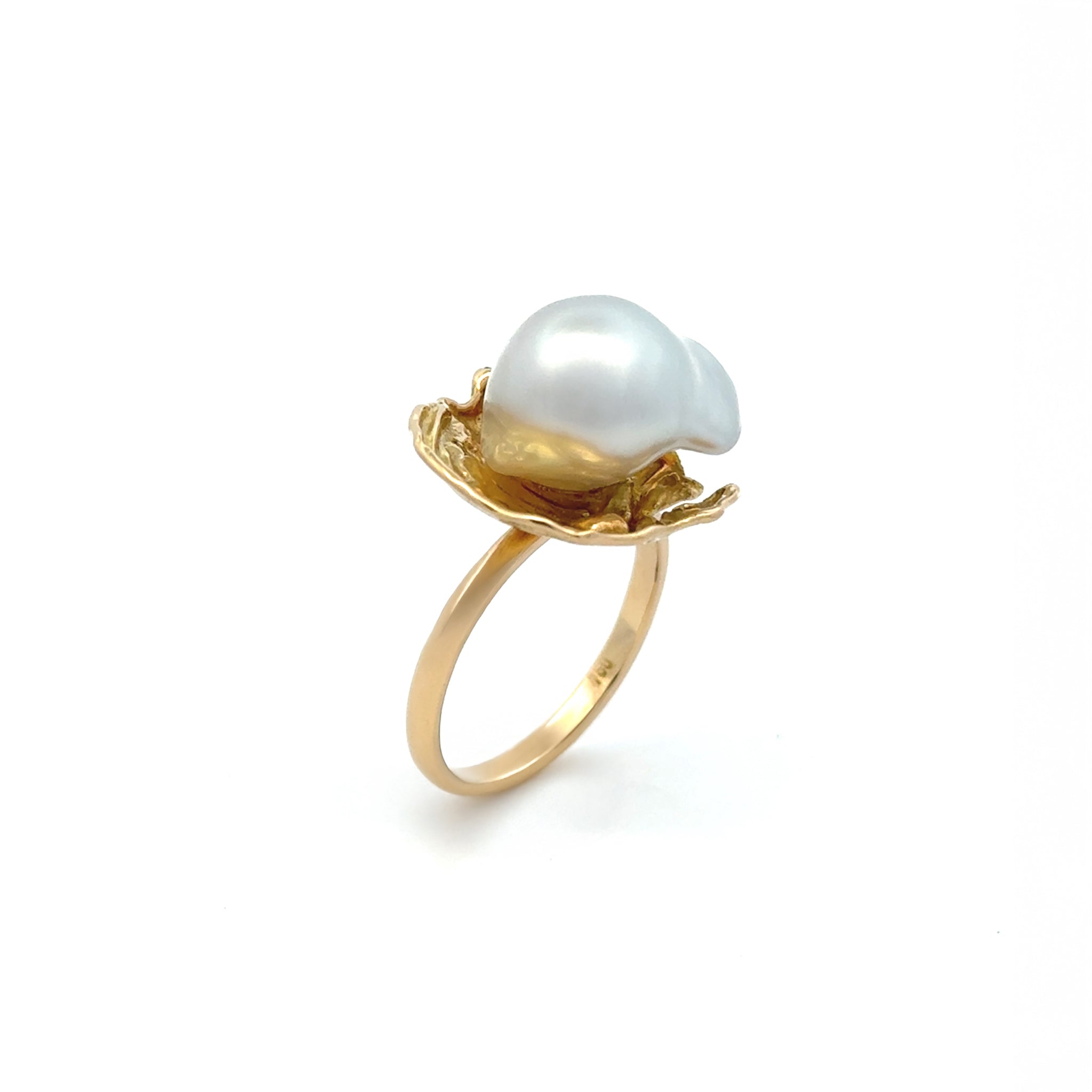 18K Yellow Gold Australian South Sea 11 -12mm Cultured Pearl Ring