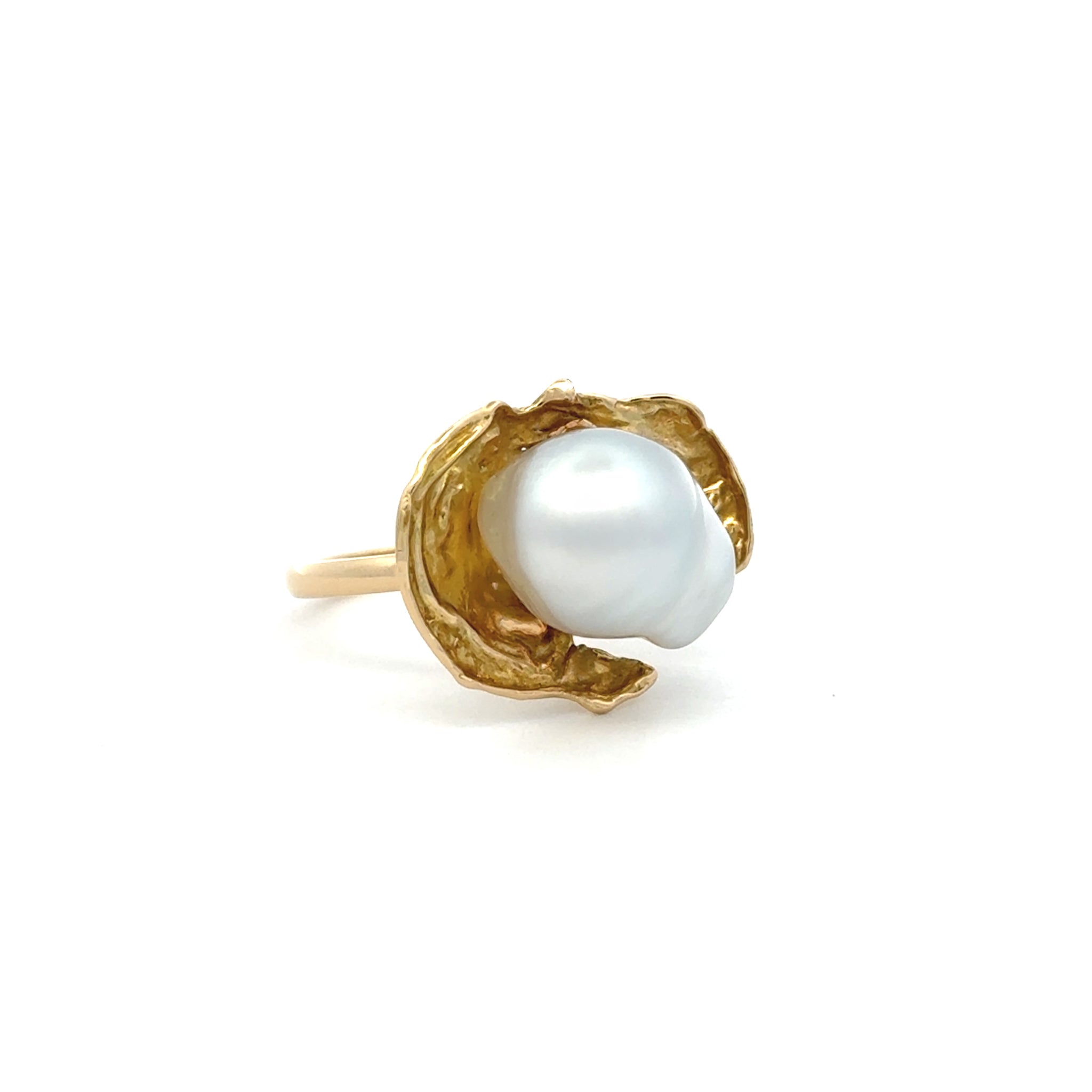 18K Yellow Gold Australian South Sea 11 -12mm Cultured Pearl Ring