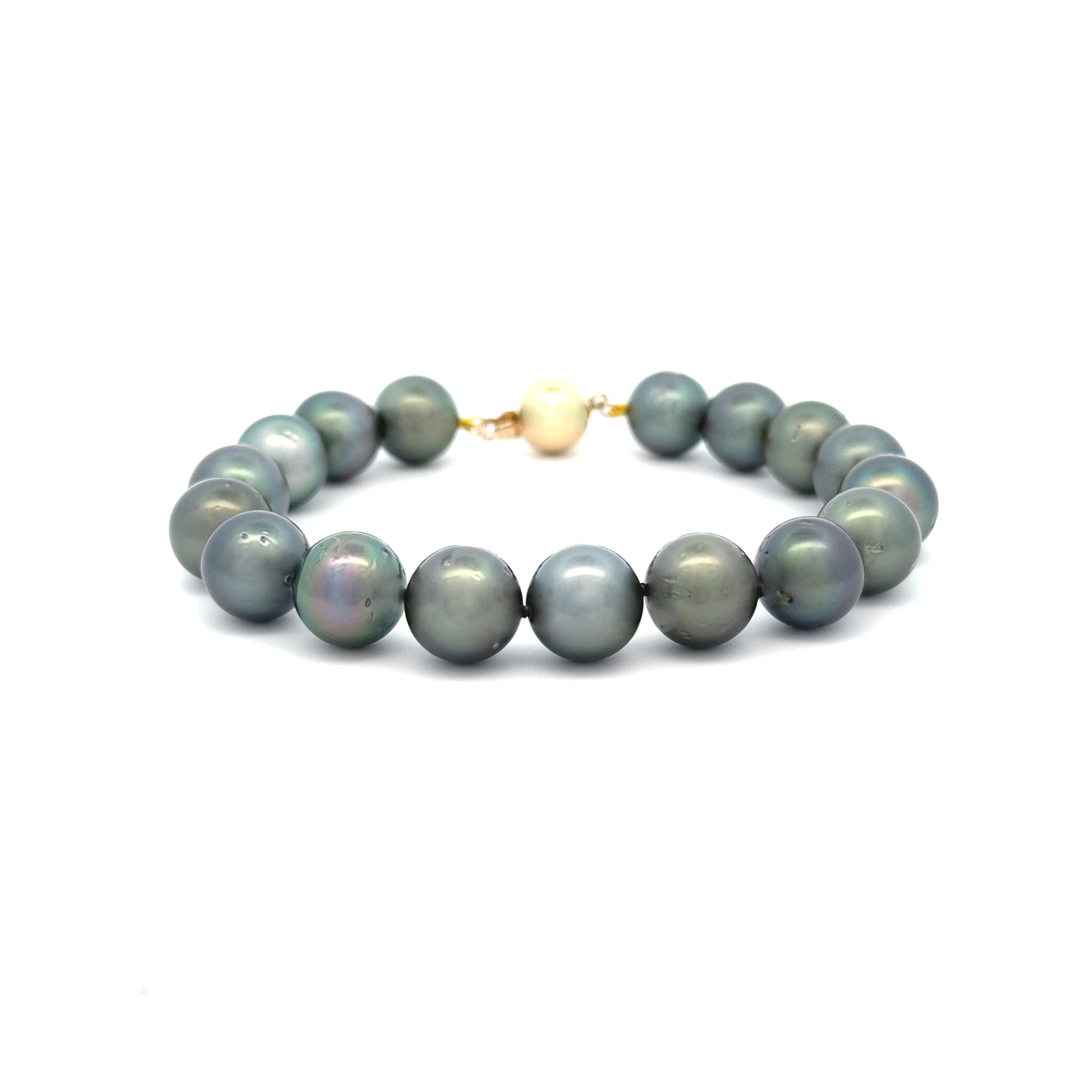 9K Yellow Gold Tahitian Cultured Pearl Strand Bracelet