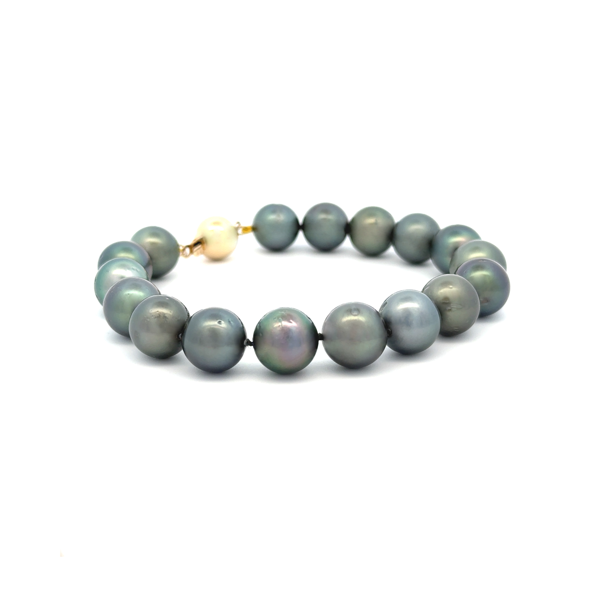 9K Yellow Gold Tahitian Cultured Pearl Strand Bracelet