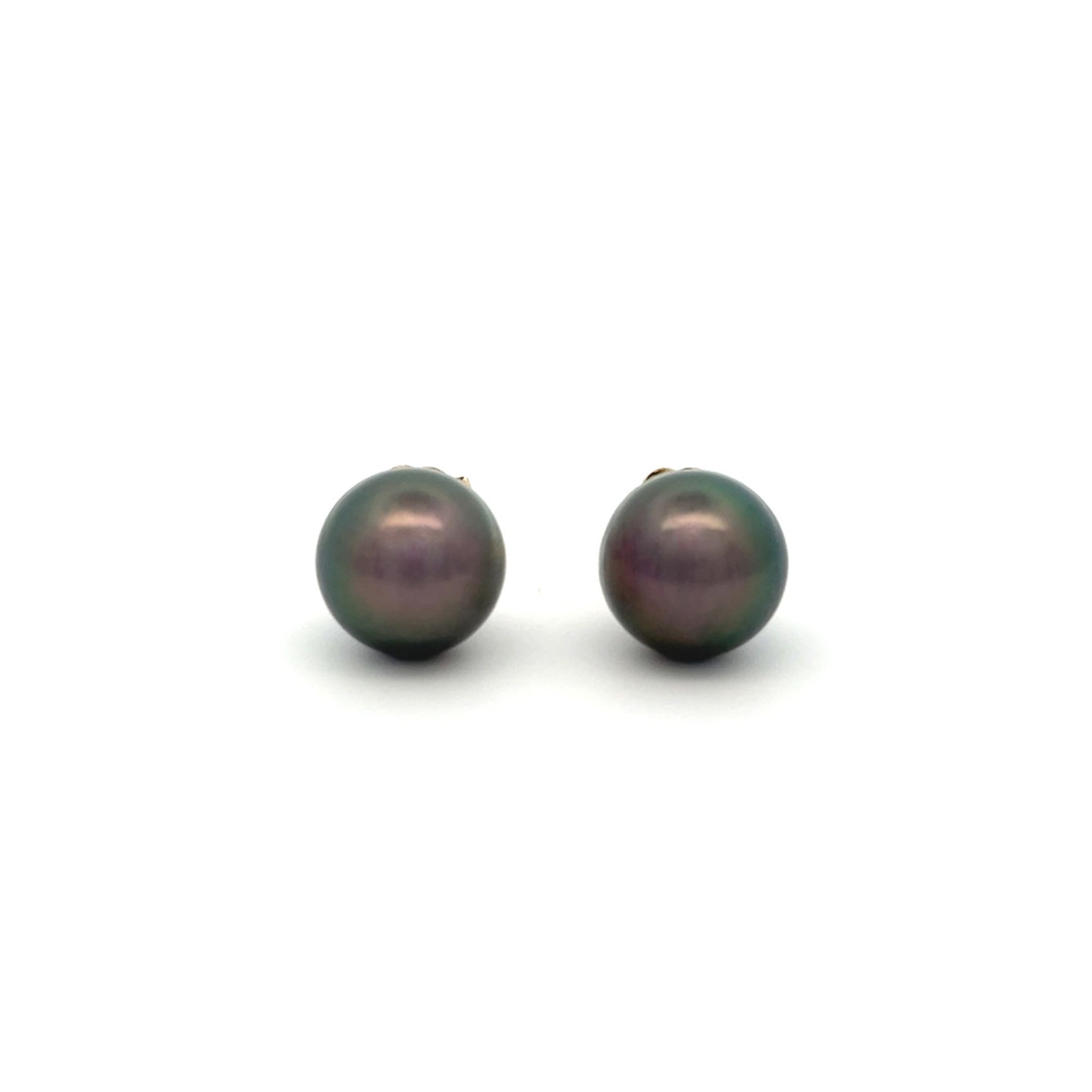 18K Yellow Gold Tahitian 10-11mm Cultured Pearl Stud Earrings