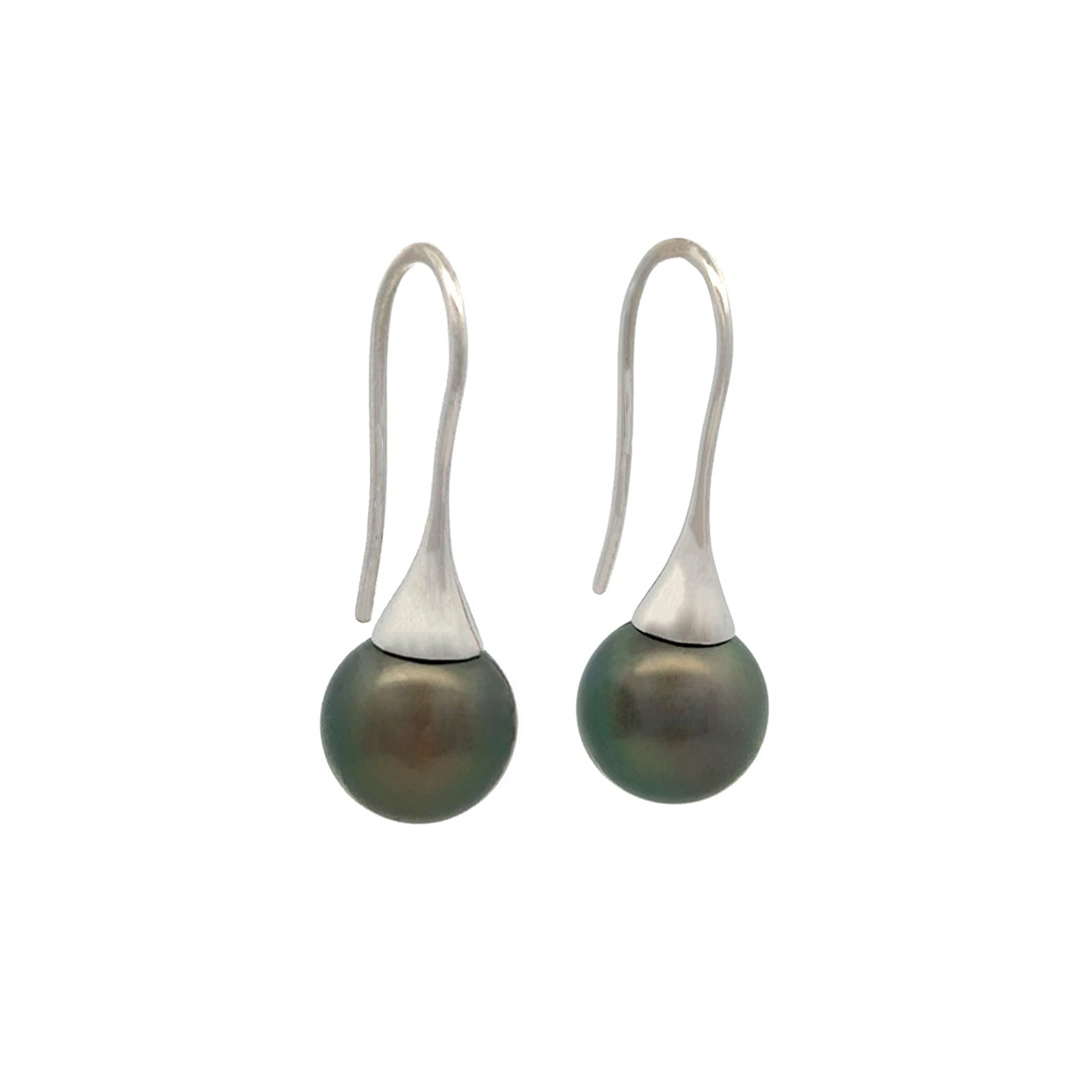 Sterling Silver Tahitian 11-12mm Cultured Pearl Hook Earrings