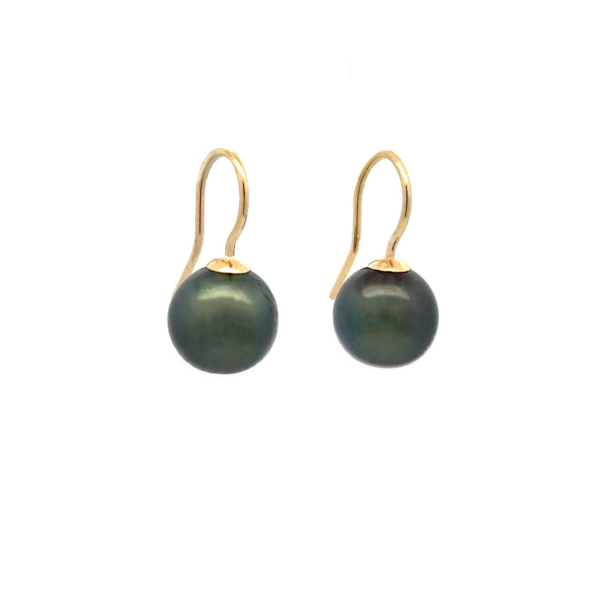 9K Yellow Gold Tahitian Cultured 9-10 mm Pearl Hook Earrings