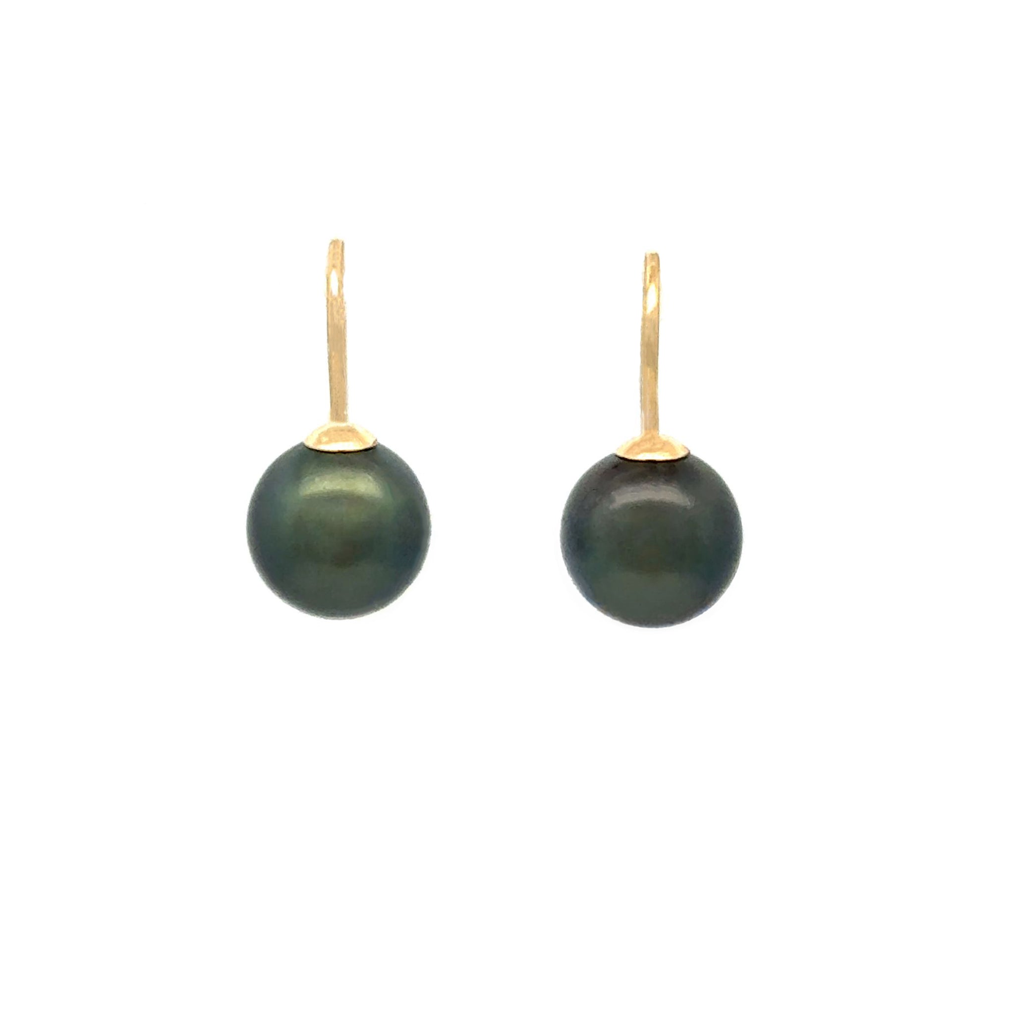 9K Yellow Gold Tahitian Cultured 9-10 mm Pearl Hook Earrings