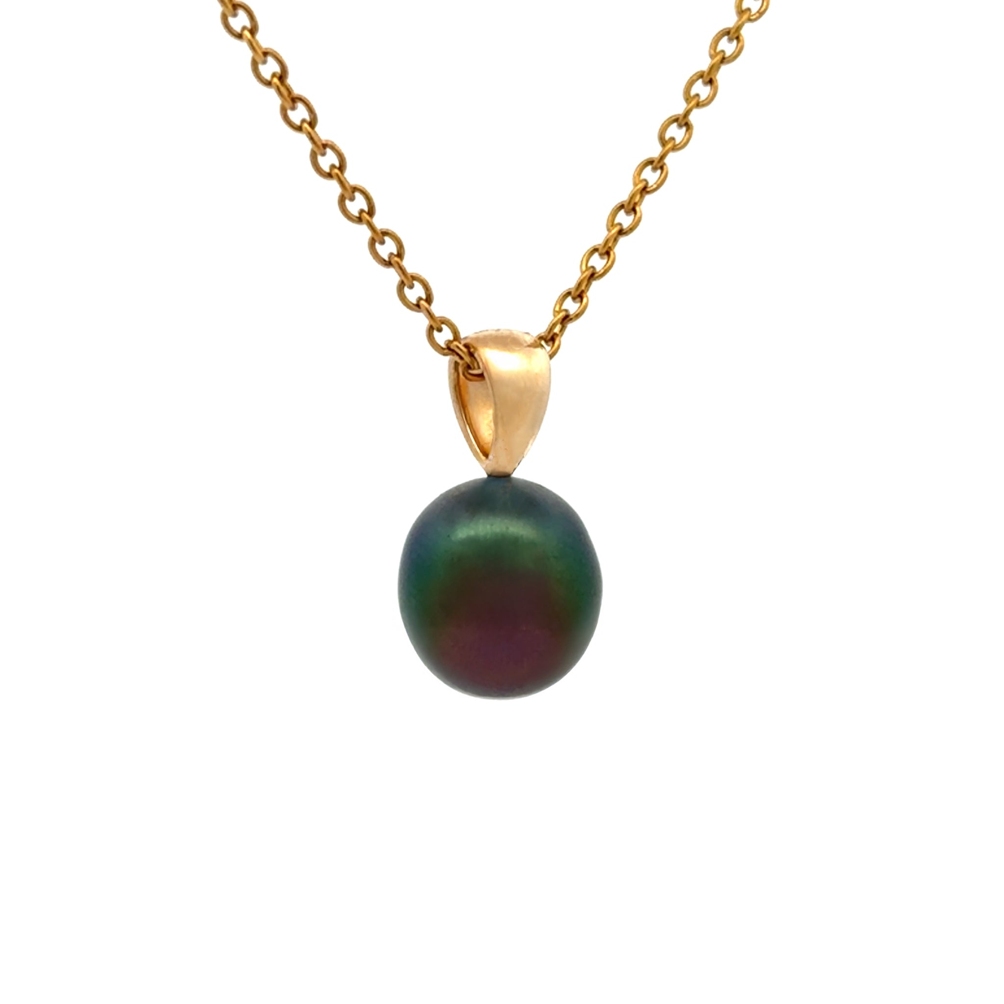 18K Yellow Gold Tahitian 9-10 mm Cultured Pearl Pendant