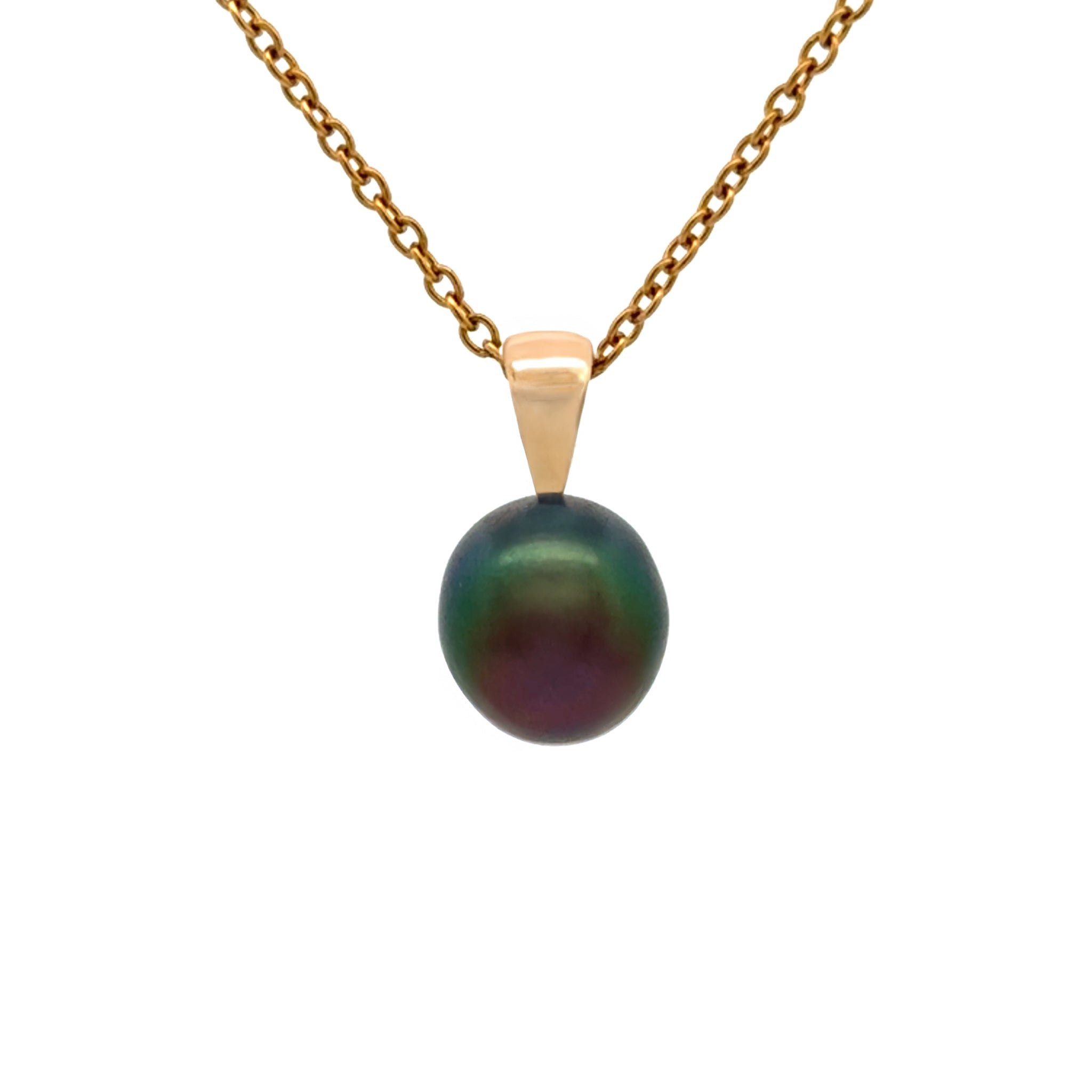 18K Yellow Gold Tahitian 9-10 mm Cultured Pearl Pendant