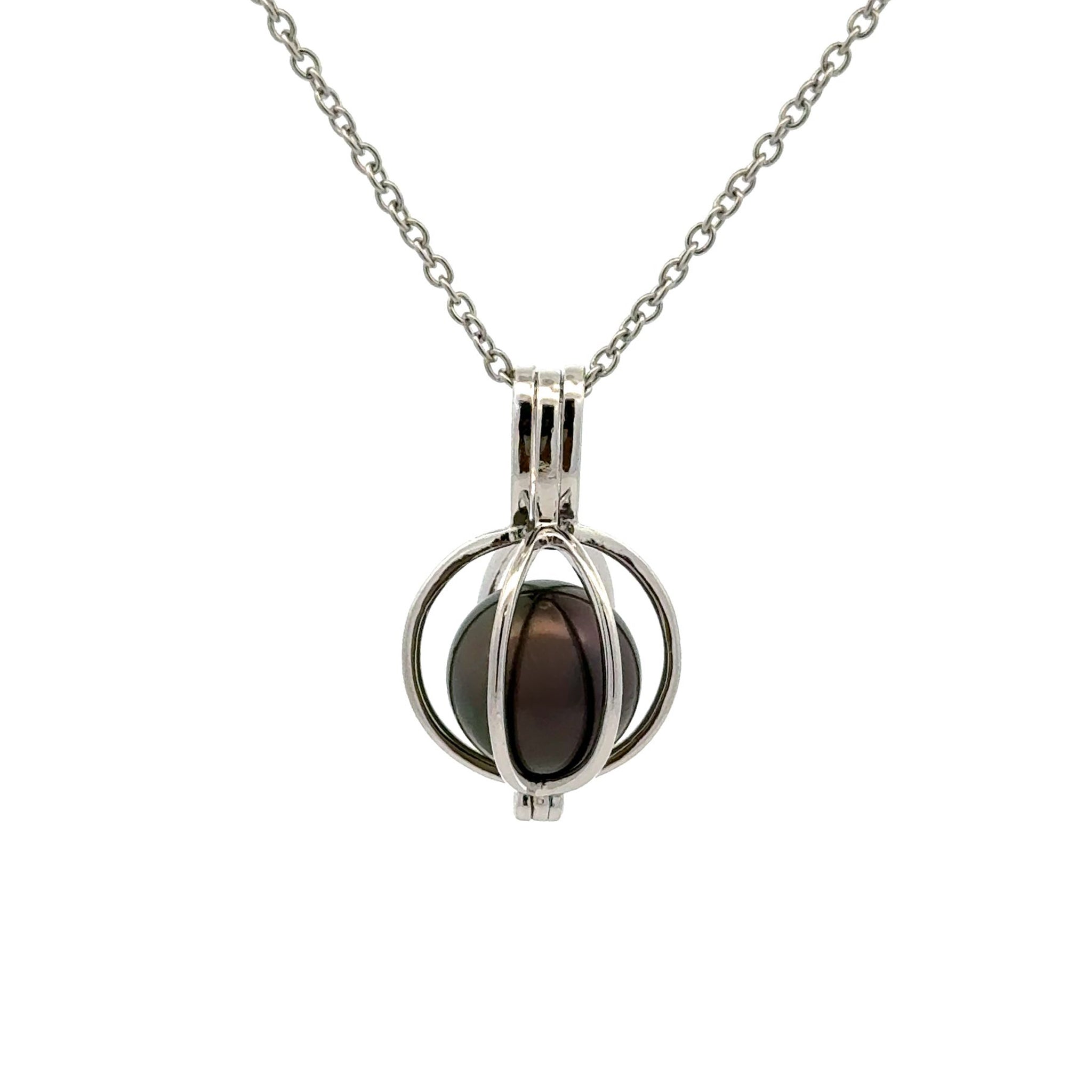 Sterling Silver Tahitian Cultured Pearl Cage Pendant (price is for pendant only)