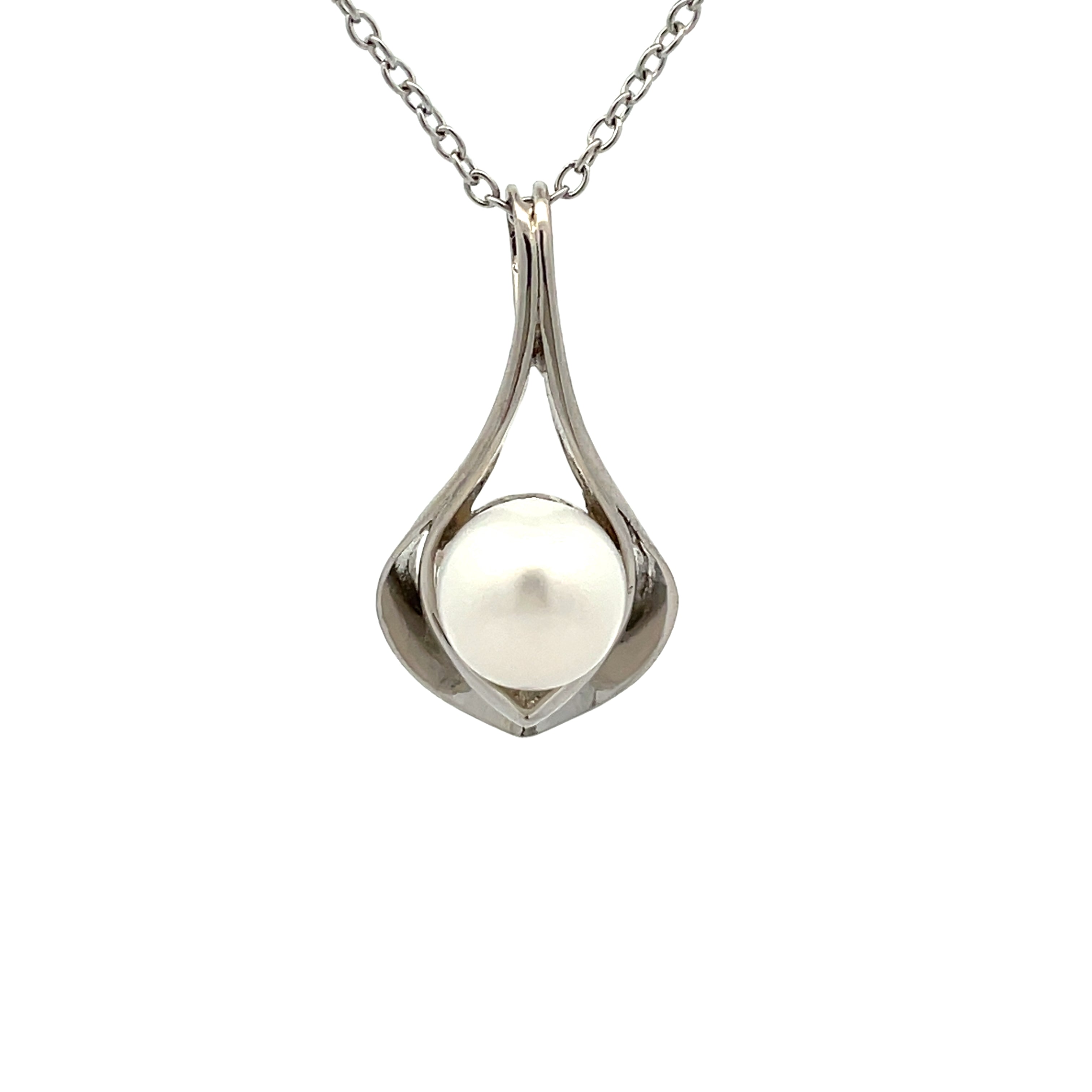 Sterling Silver Freshwater Pearl White 9.5 10mm Pendant