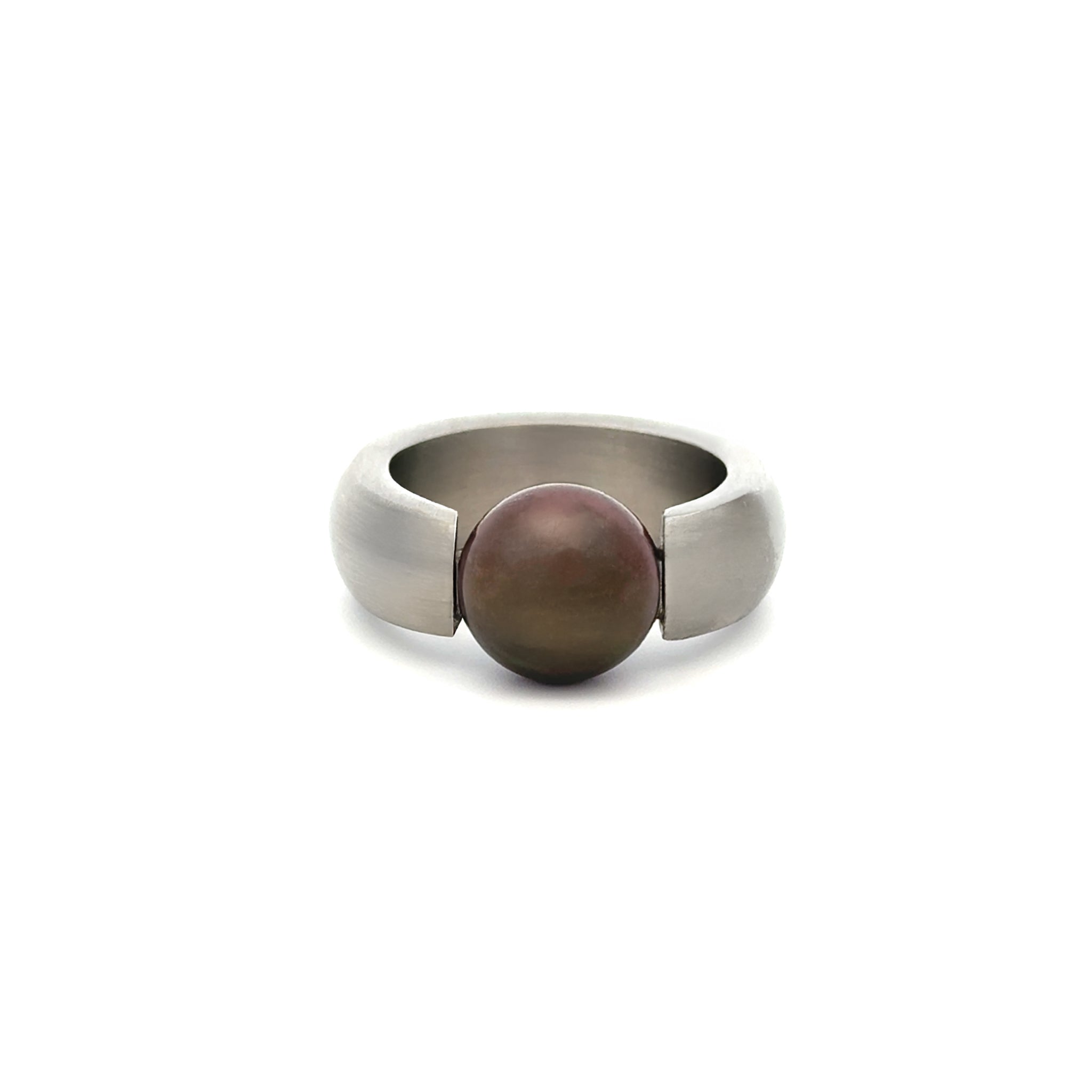 Stainless Steel Black 10-10.5mm Freshwater Pearl Ring