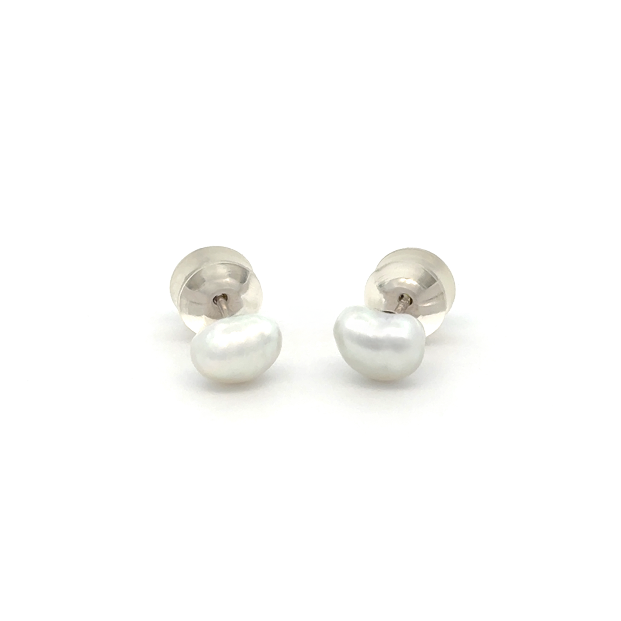 18K White Gold Australian South Sea Keshi Pearl Stud Earrings with Silicon Backings