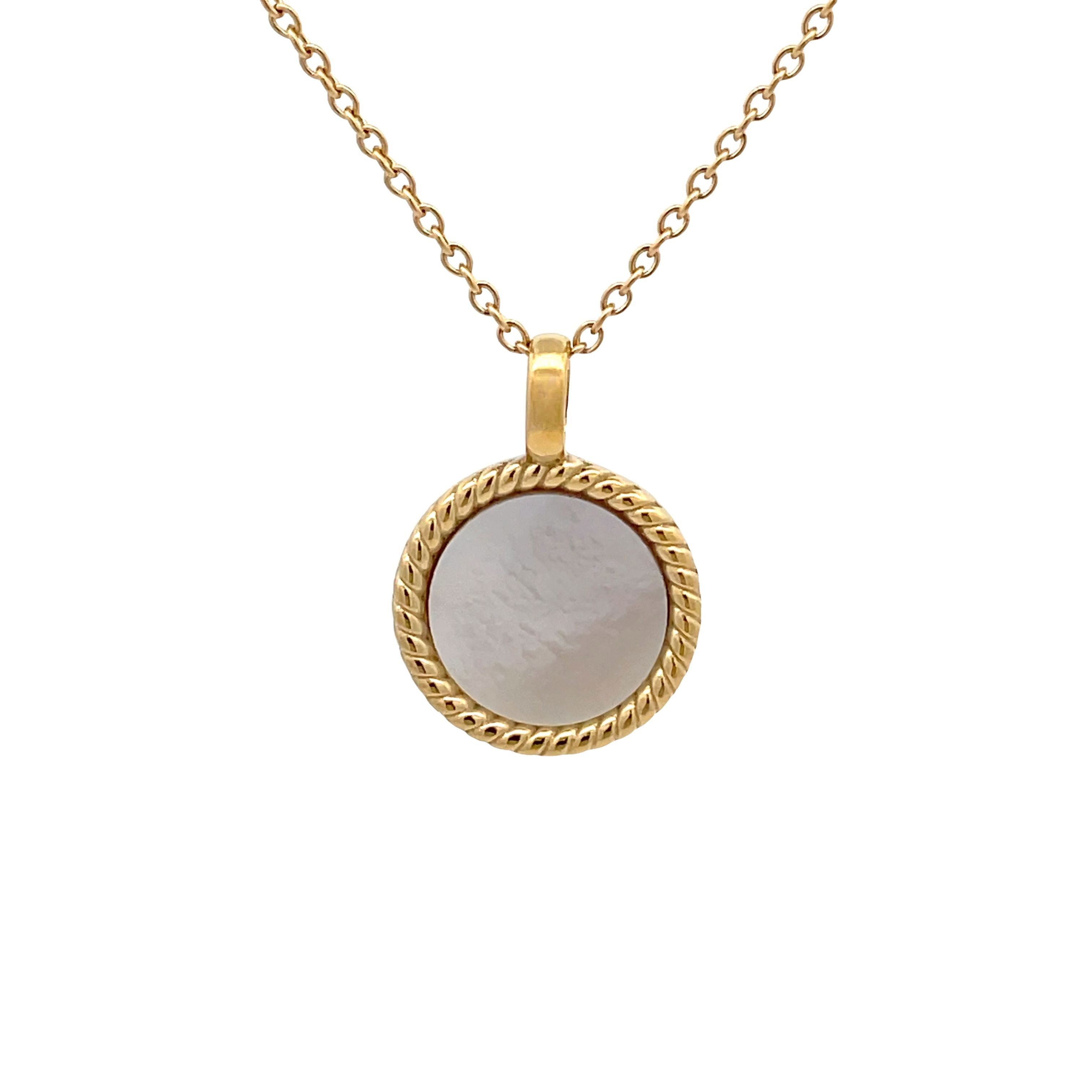 14K Gold Plated Stainless Steel White Mother Of Pearl Antique Style Di