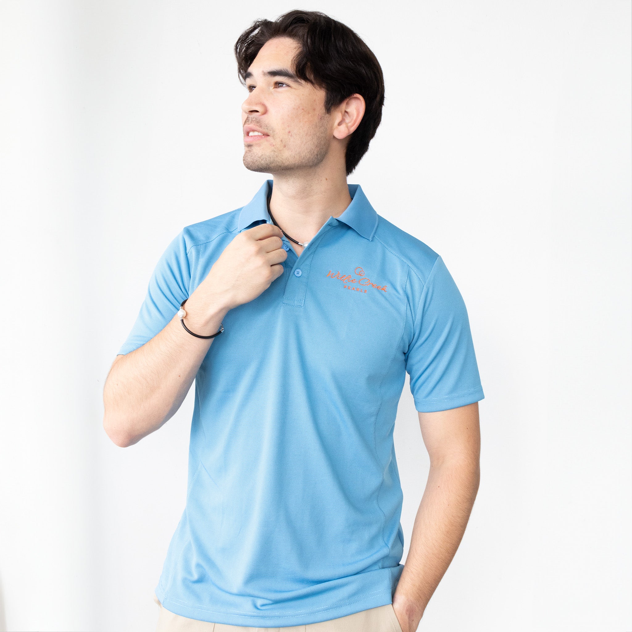 Willie Creek Pearls Blue Adult Polo Shirt