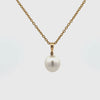 18K Yellow Gold Australian South Sea Cultured 9-10mm Diamond and Pearl Pendant