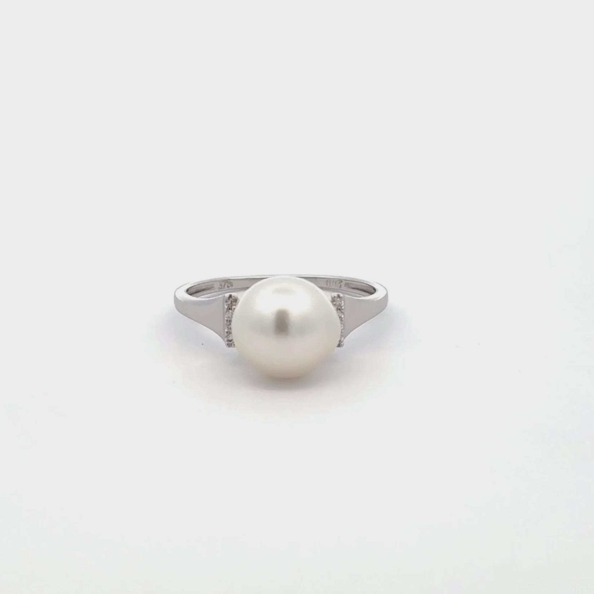 9K White Gold Australian South Sea 9-10mm Cultured Pearl and Diamond Ring