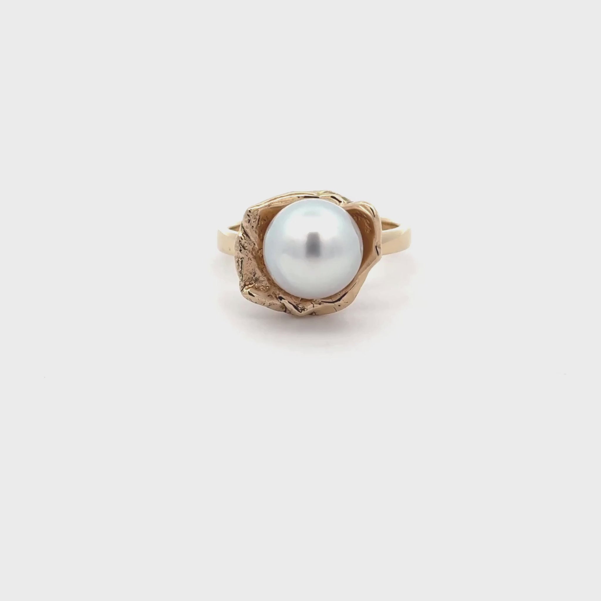 9K Yellow Gold Australian South Sea 9-10mm Cultured Pearl Ring