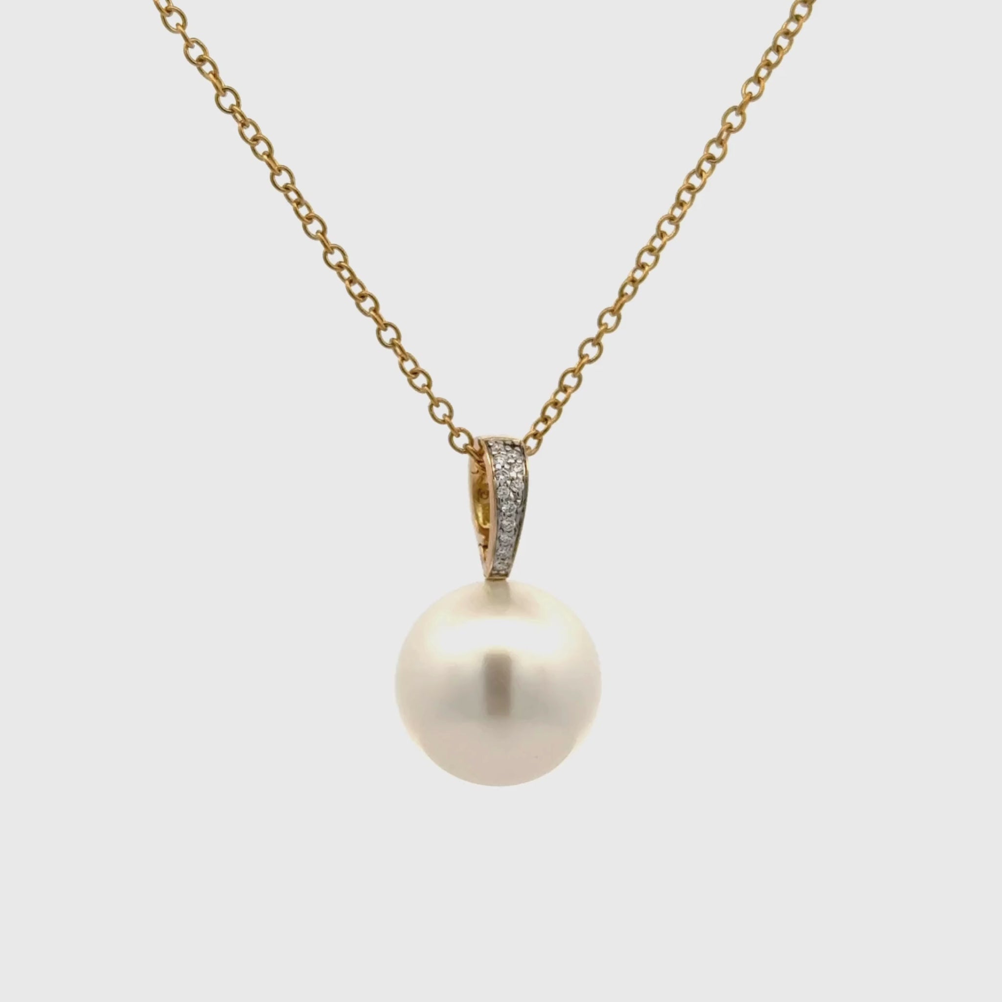 18K Yellow Gold Australian South Sea Cultured Pearl &amp; Diamond Pendant (price is for pendant only)