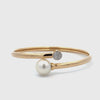 18K Yellow Gold Australian South Sea 11-12mm Cultured Pearl and Diamond Bangle