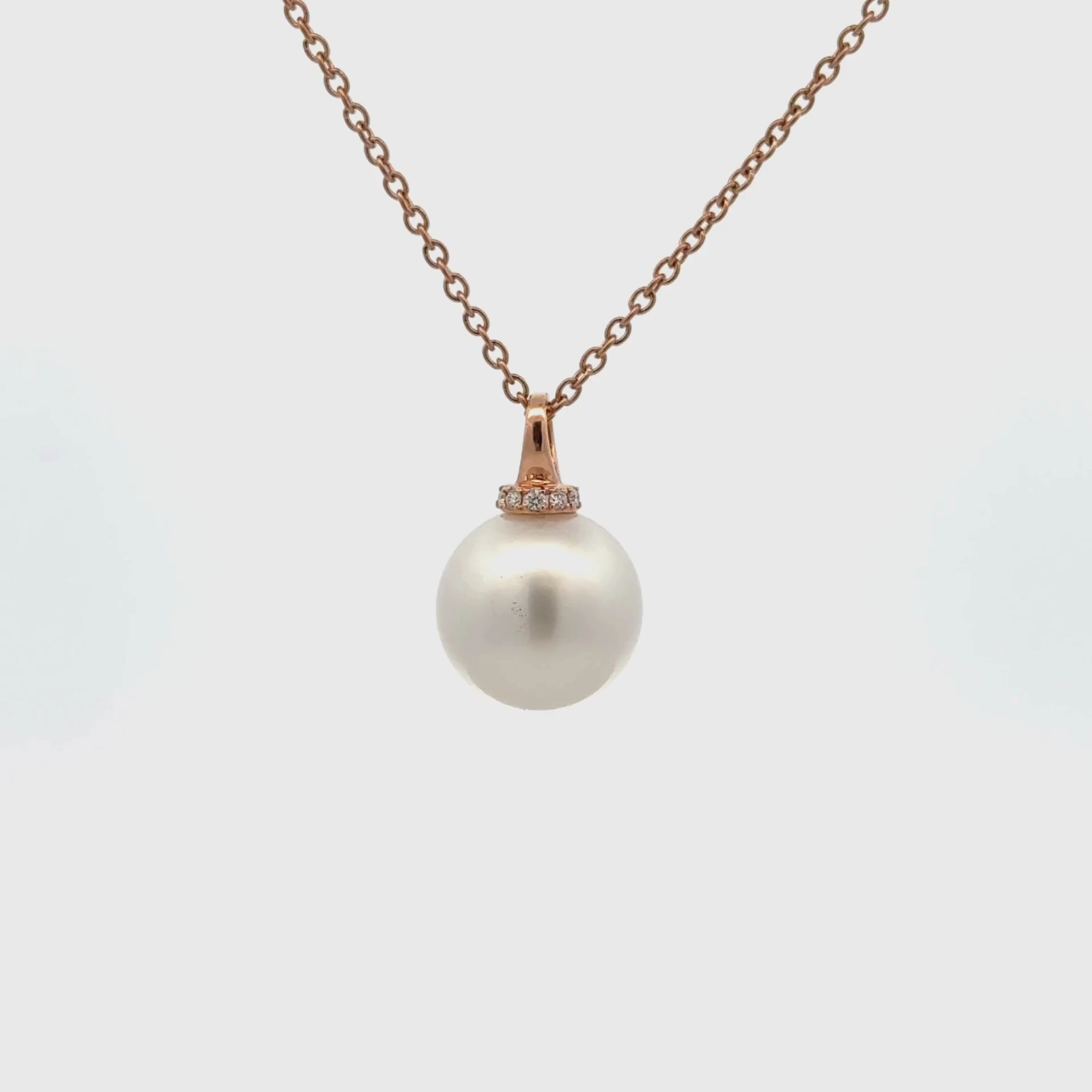 18K Rose Gold Australian South Sea Cultured Pearl and Diamond Pendant (price is for pendant only)