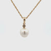 9K Yellow Gold Australian South Sea 10-11mm Cultured Pearl and Argyle Diamond Pendant