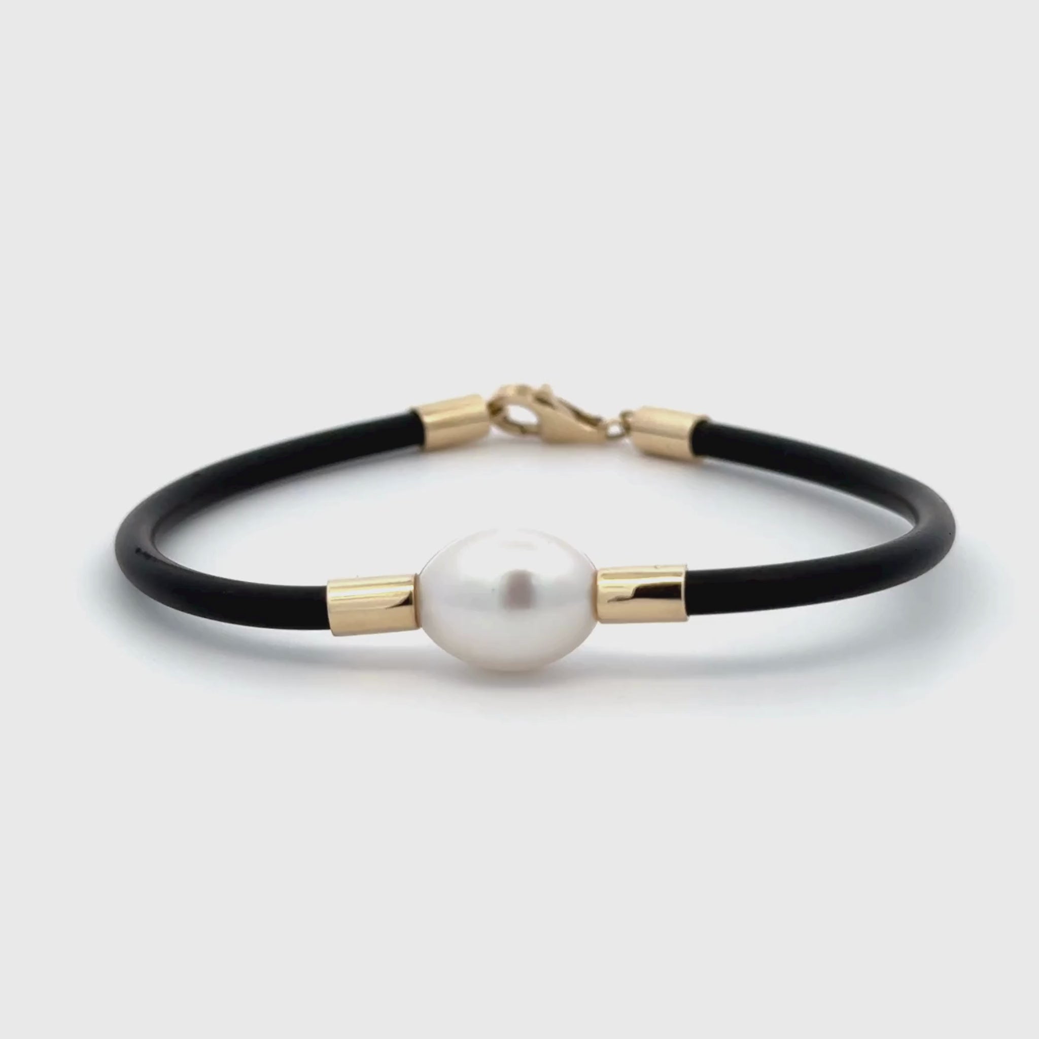 9k Yellow Gold Australian South Sea 10-11mm Cultured Pearl Neoprene Bracelet