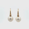 9K Yellow Gold Australian South Sea Cultured 12-13mm Pearl and Argyle Diamond Hook Earrings