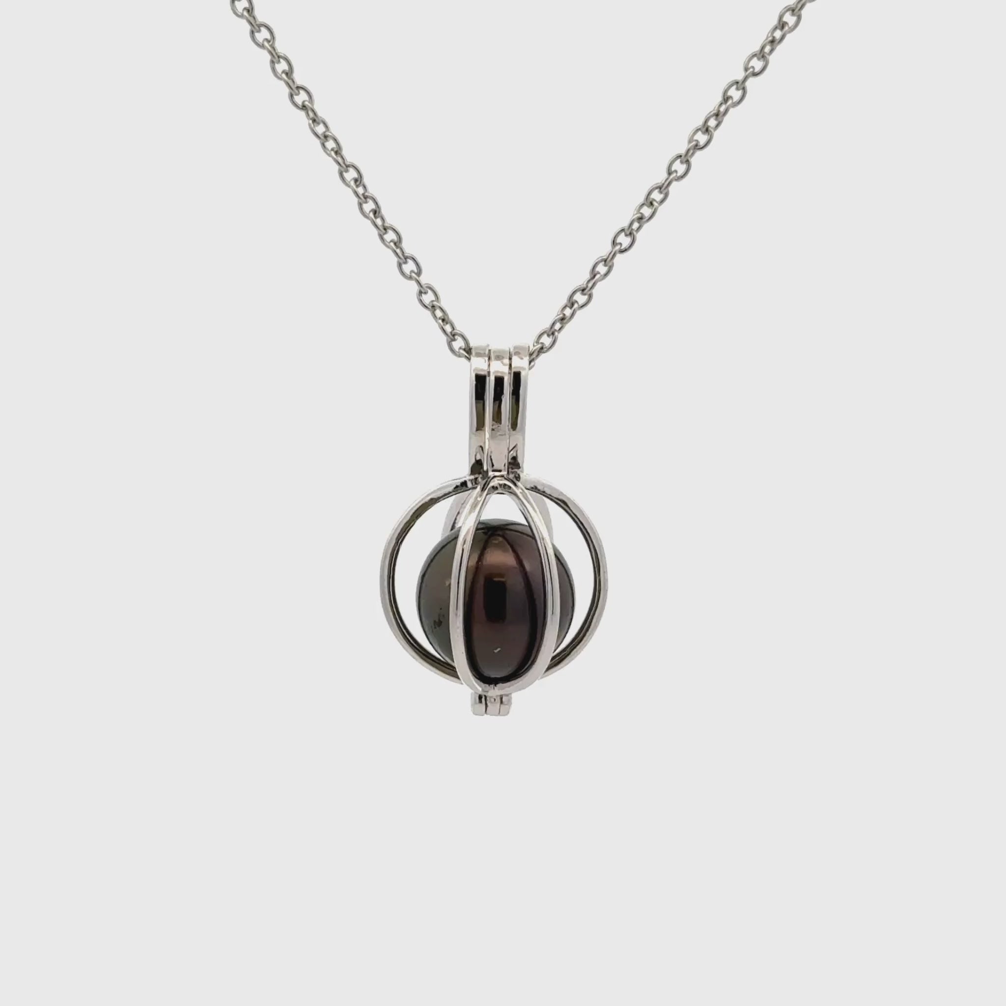 Sterling Silver Tahitian Cultured Pearl Cage Pendant (price is for pendant only)