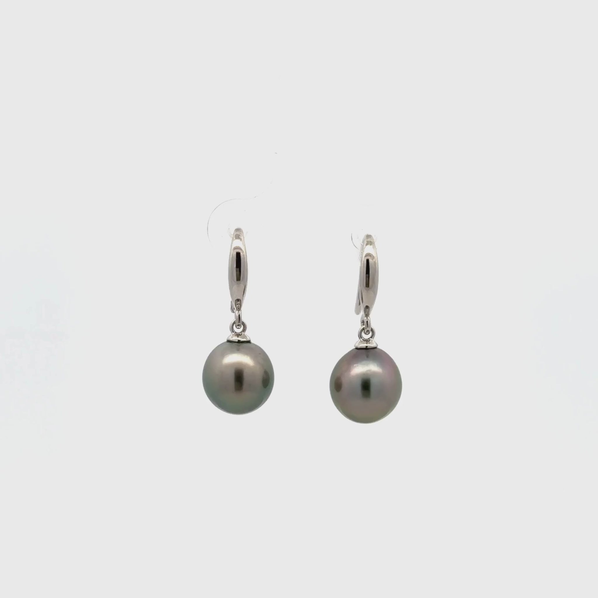 Sterling Silver Tahitian Cultured 9-10 mm Pearl Hook Earrings