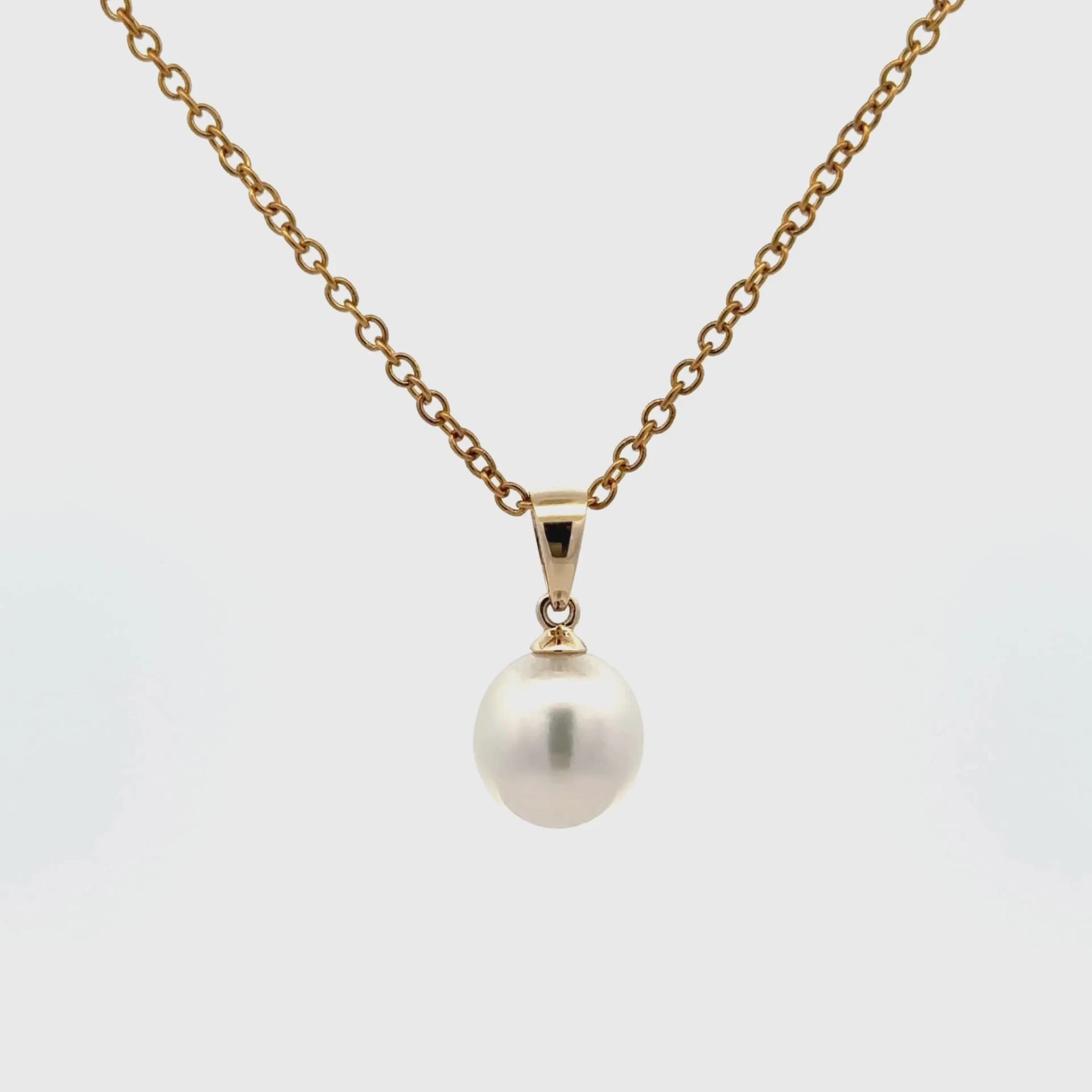 9K Yellow Gold Australian South Sea 9-10mm Cultured Pearl Pendant